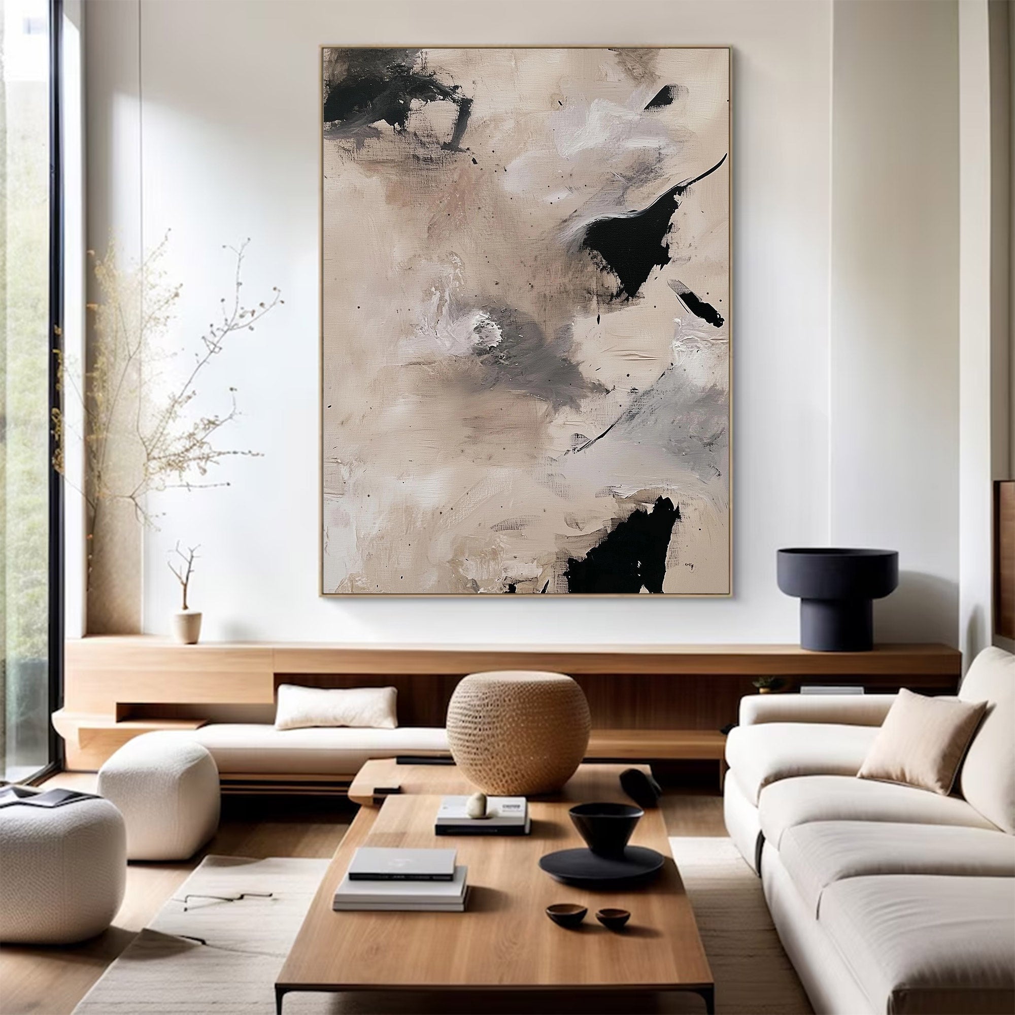 Large Abstract Neutral Expressionist Art | ArtvistaGallery #WG 113