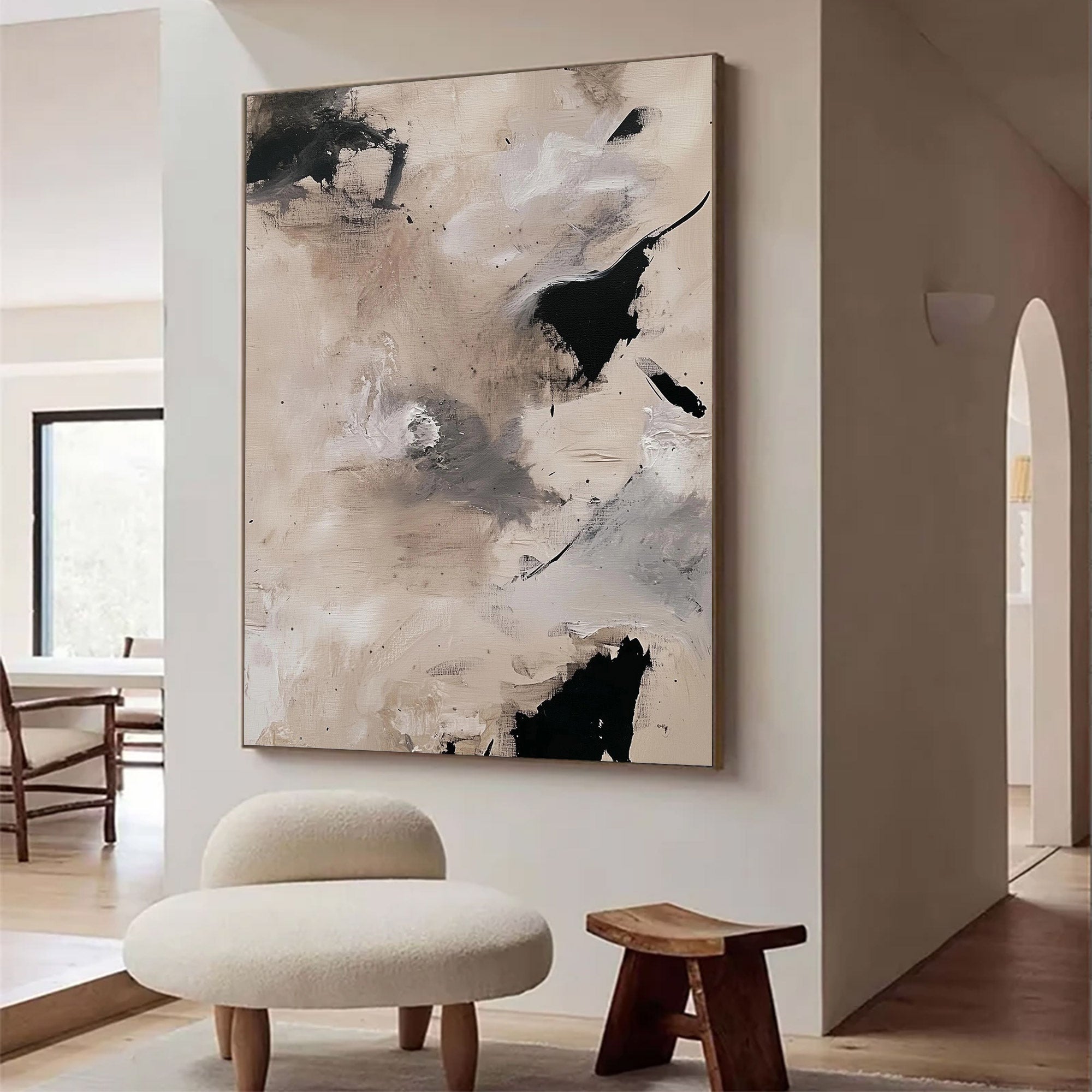 Large Abstract Neutral Expressionist Art | ArtvistaGallery #WG 113