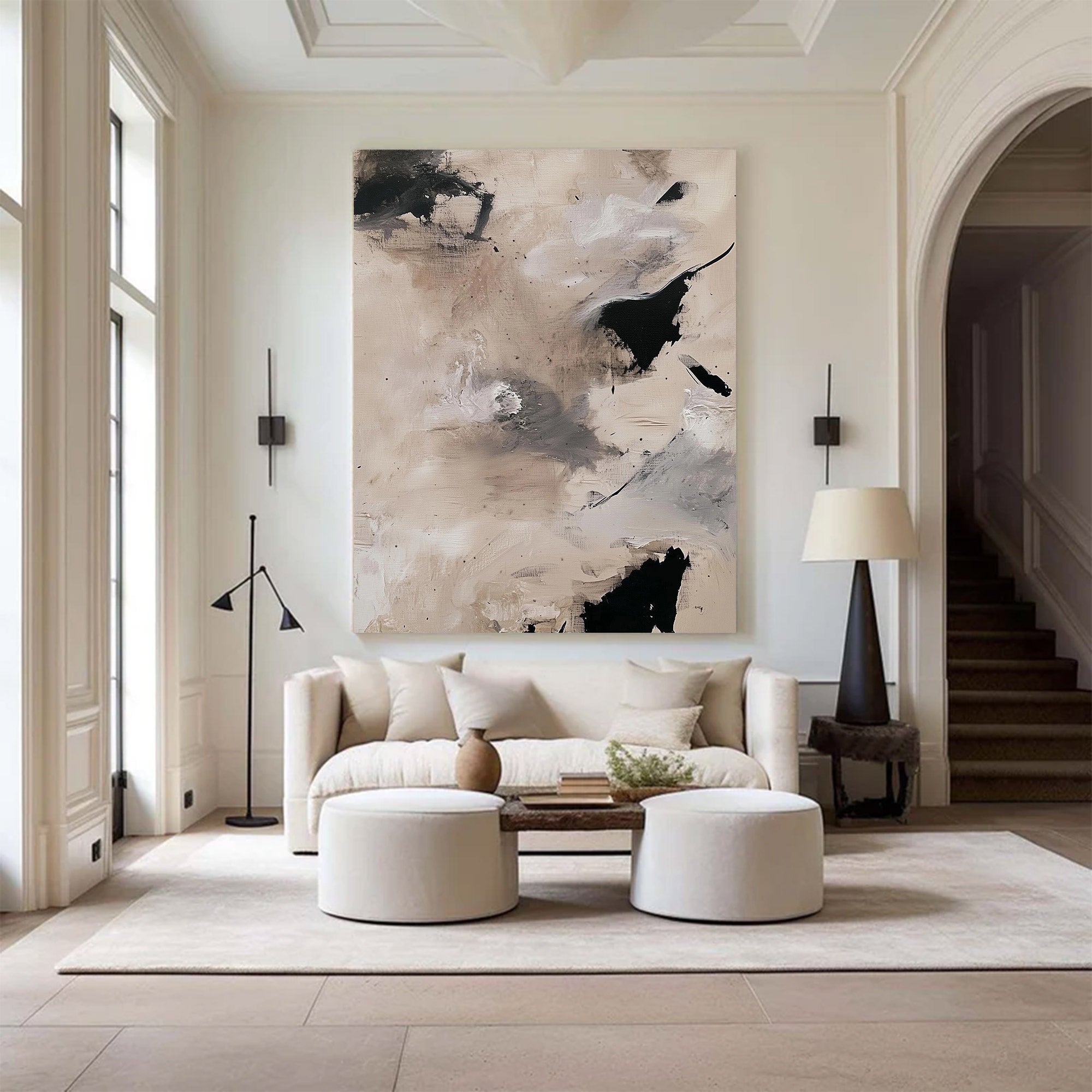 Large Abstract Neutral Expressionist Art | ArtvistaGallery #WG 113