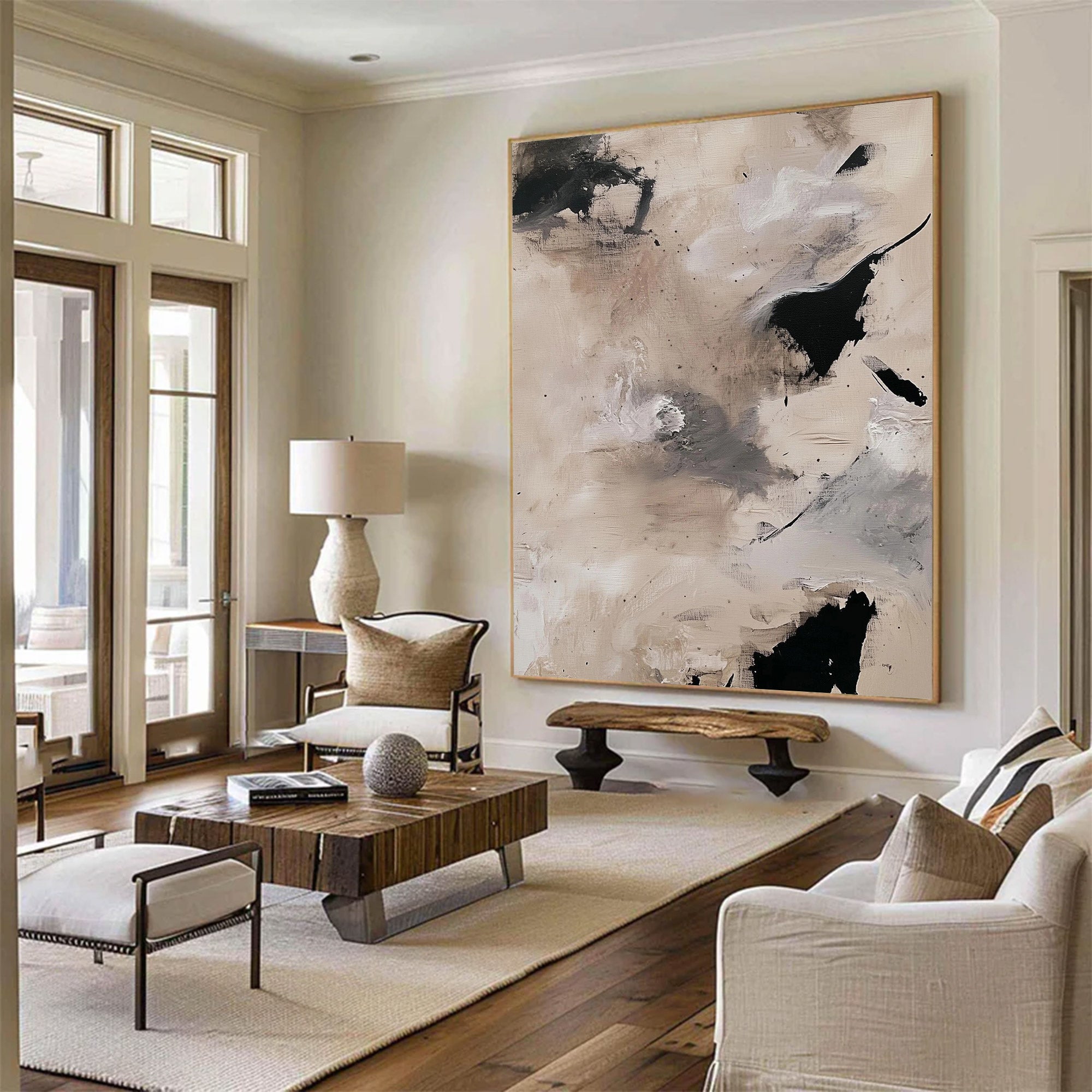 Large Abstract Neutral Expressionist Art | ArtvistaGallery #WG 113