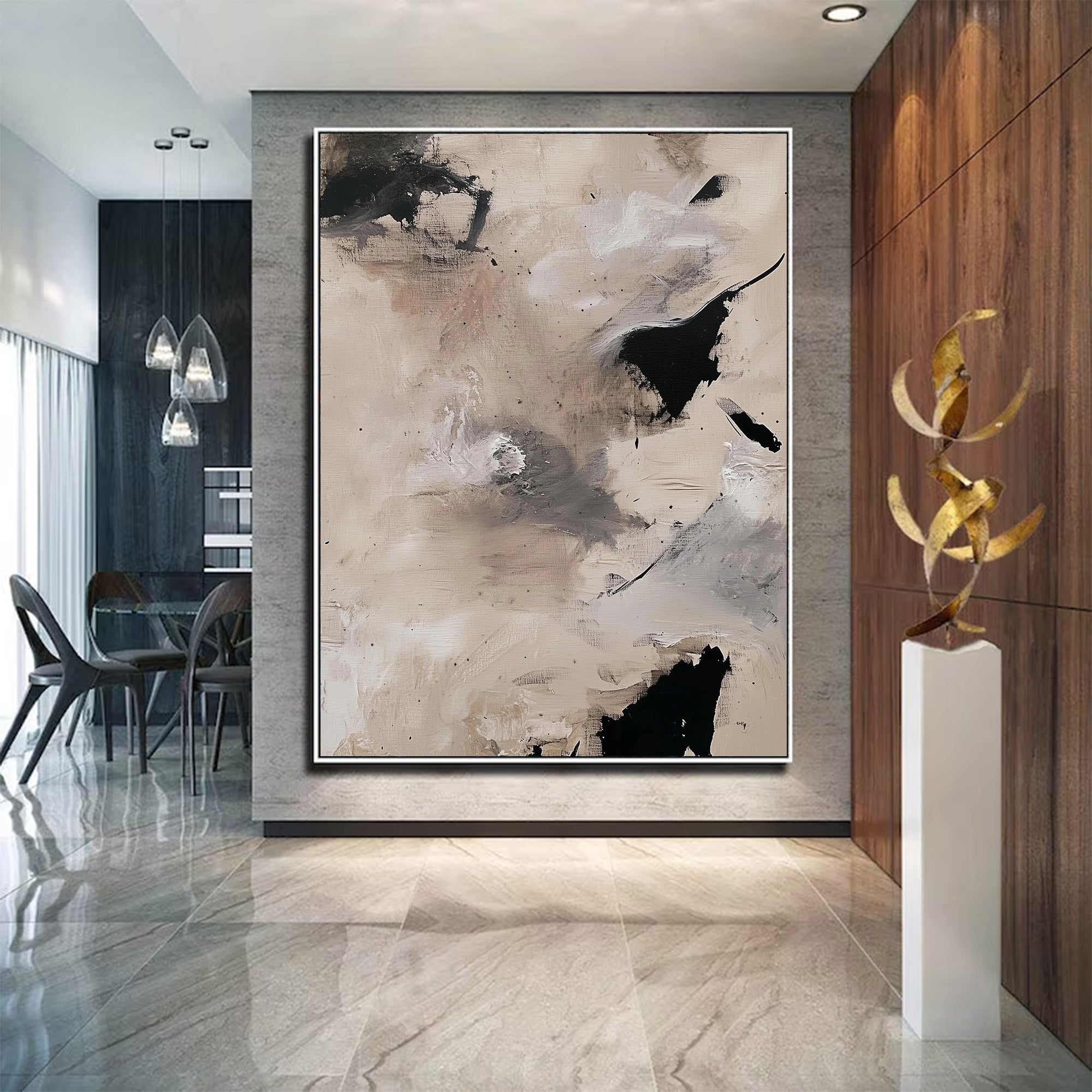 Large Abstract Neutral Expressionist Art | ArtvistaGallery #WG 113