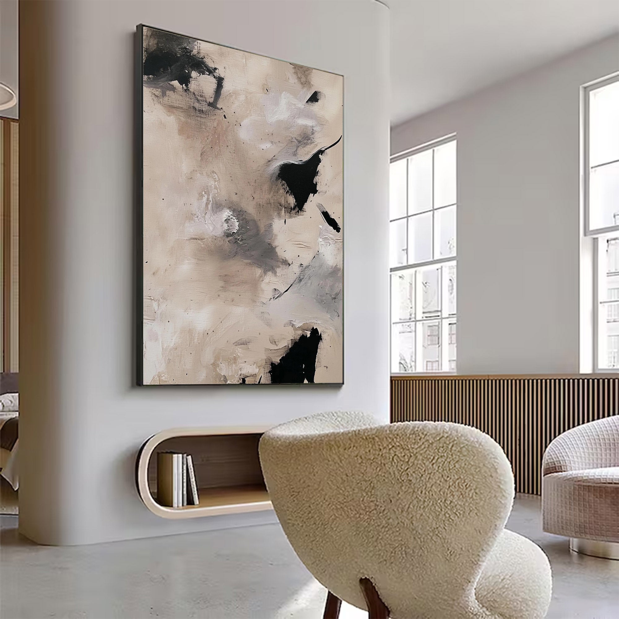 Large Abstract Neutral Expressionist Art | ArtvistaGallery #WG 113