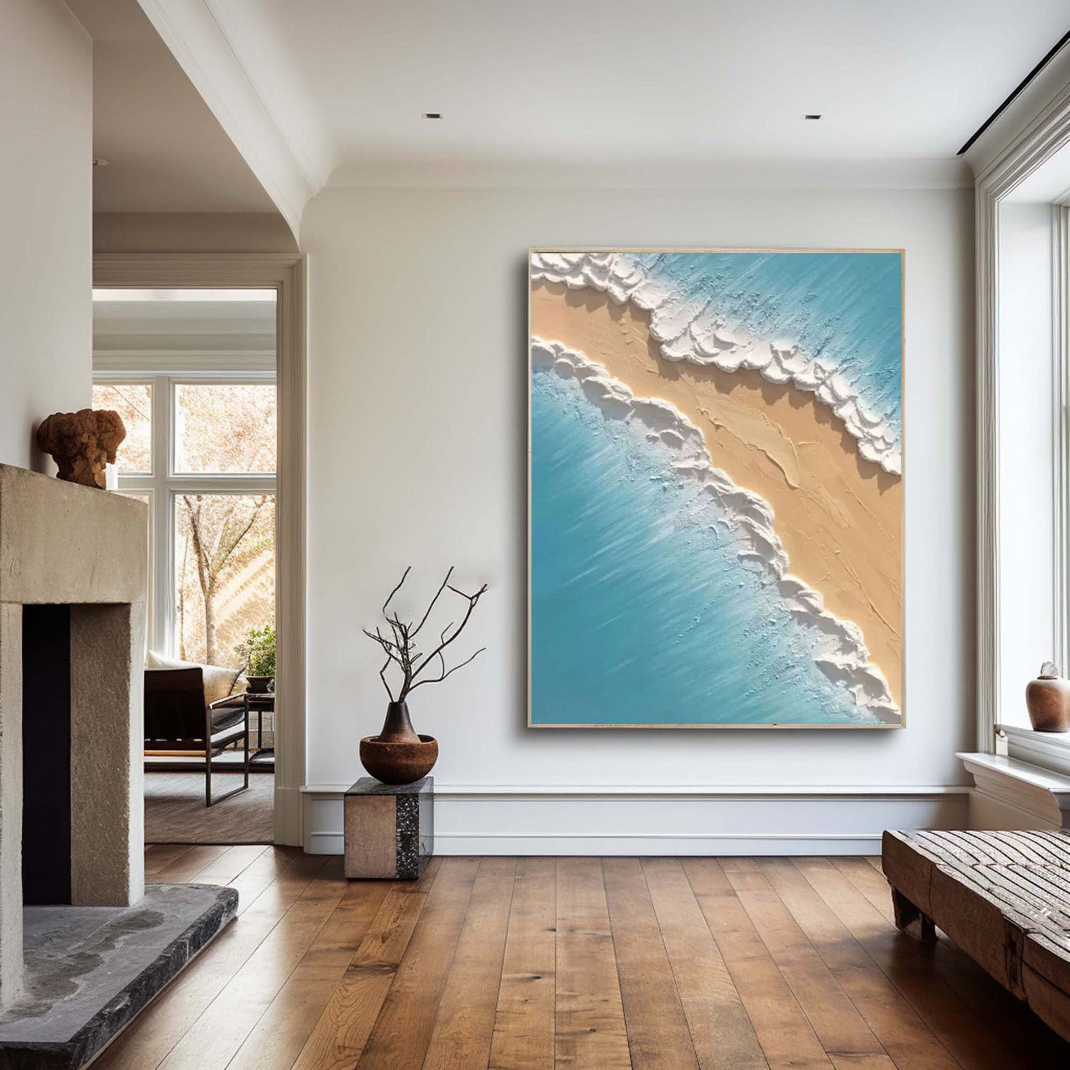Minimalist Aerial Beachscape Wall Art, Textured Coastal View #BGA 165