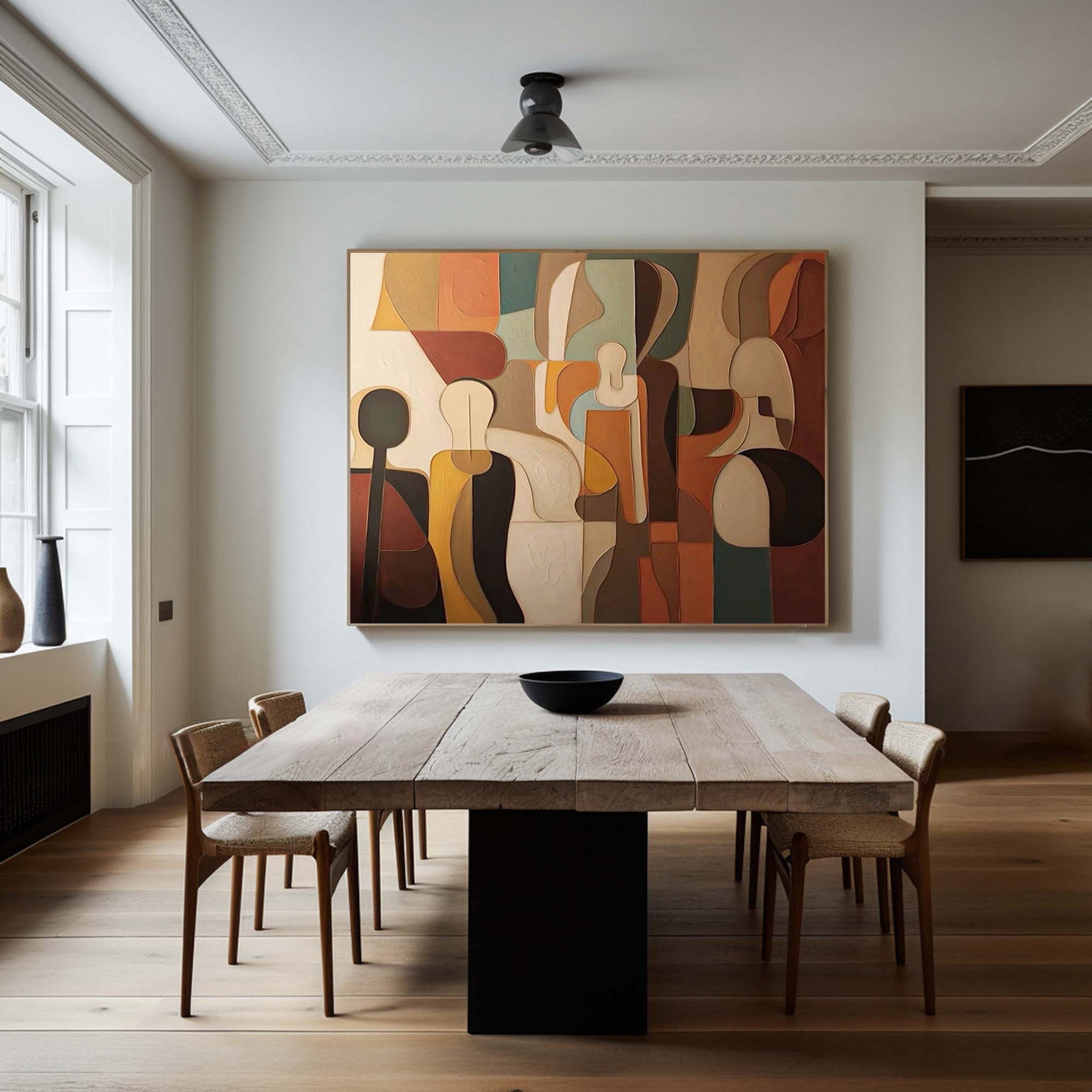 Cubist Inspired Figures, Rich Textured Abstract Wall Art #BGA 139