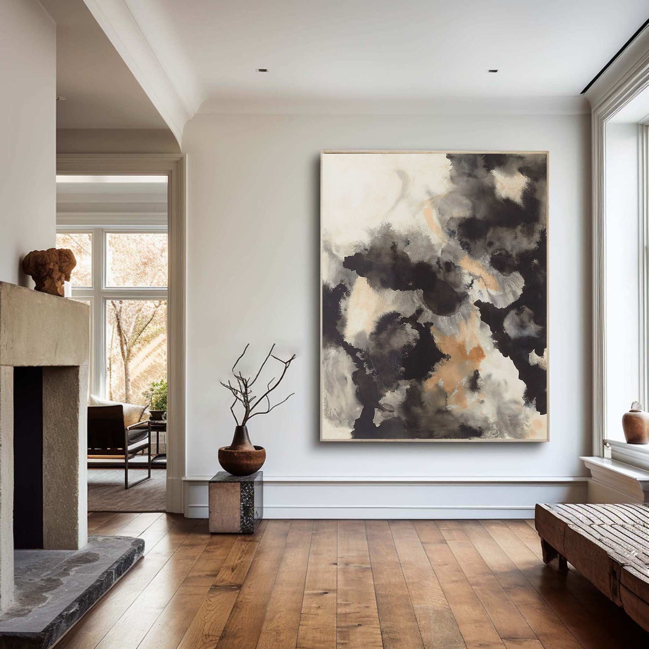 Earth Tones Dynamic Abstract Wall Painting, Contemporary Art #BGA 052