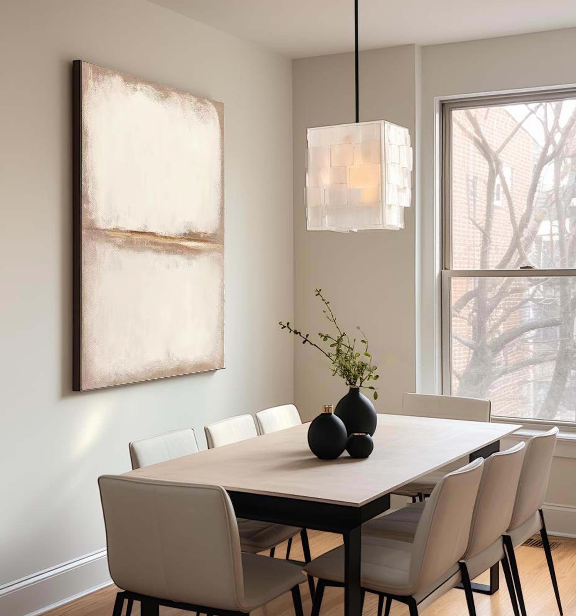 Beige & Brown Abstract Painting #LL 044