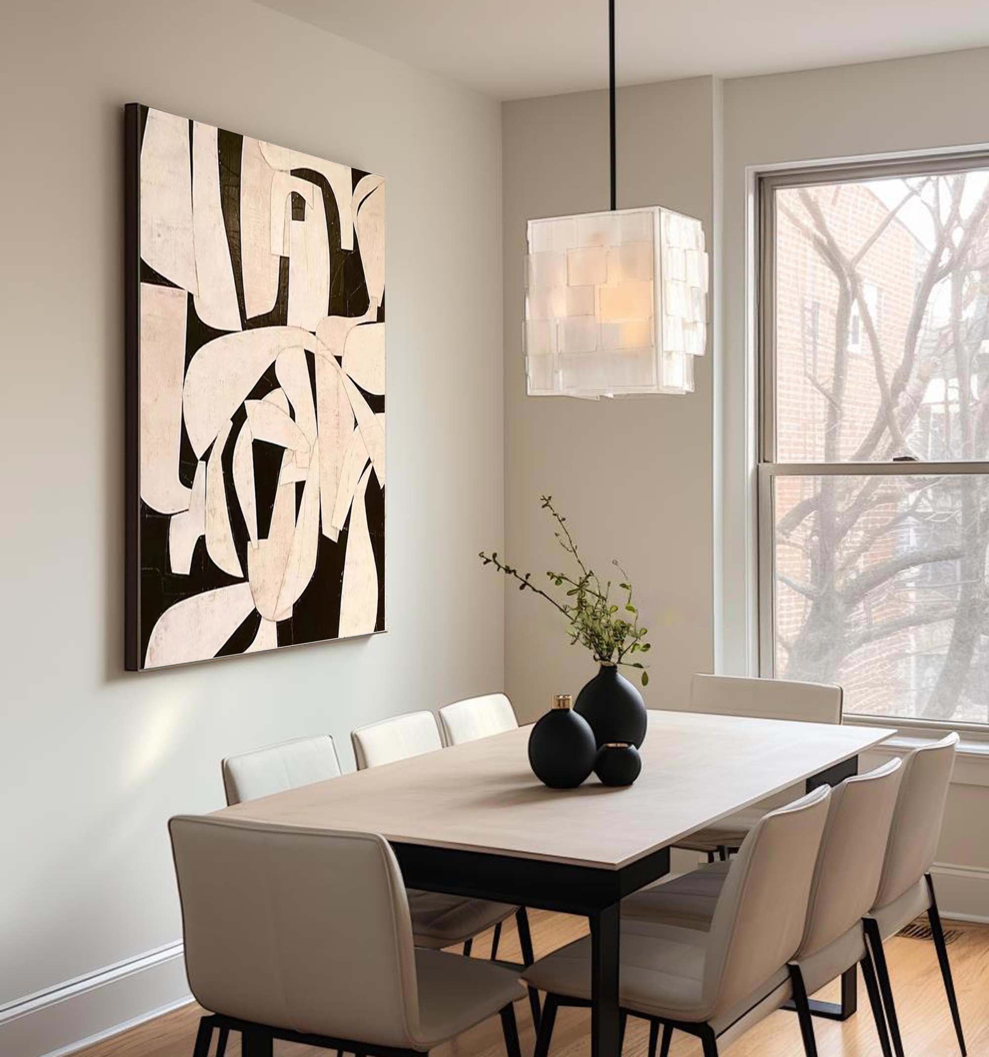 Beige & Brown Abstract Painting #LL 050