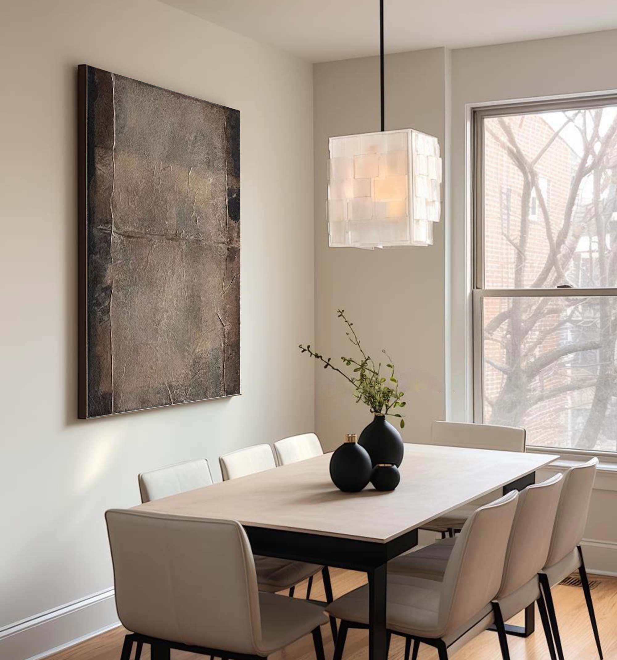 Beige & Brown Abstract Painting #LL 017