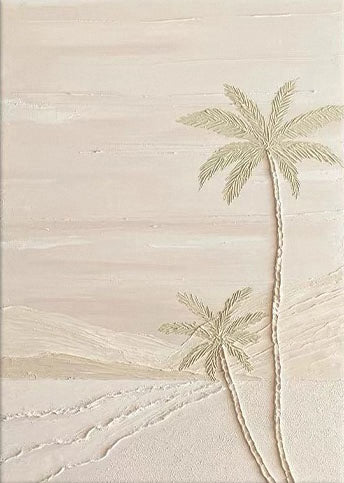 Ivory Coast Palms: Neutral Wall Art, Textured Beachscape #BGA 145