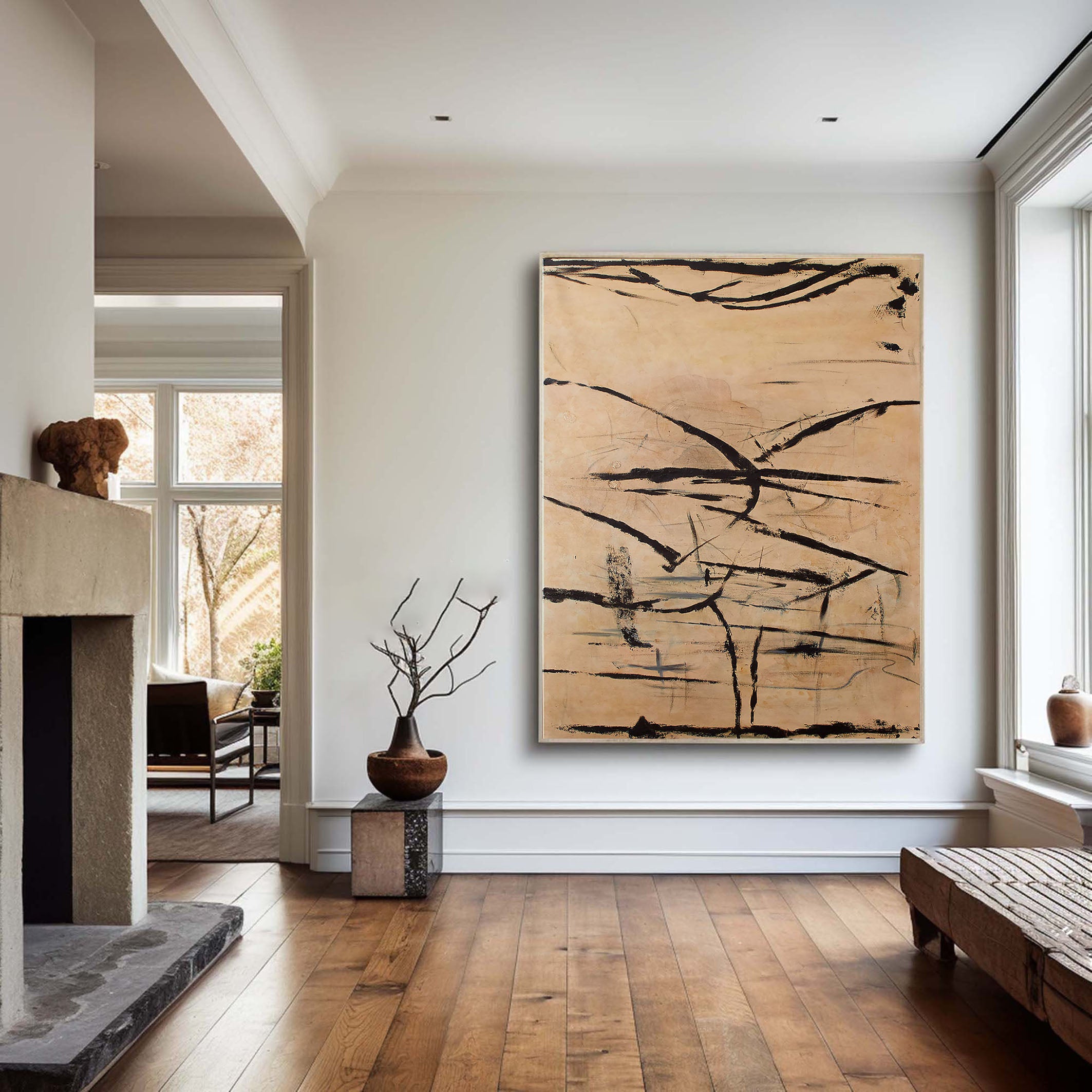 Earth Tones Minimalist Line Wall Art, Modern Minimalist Style #BGA 041