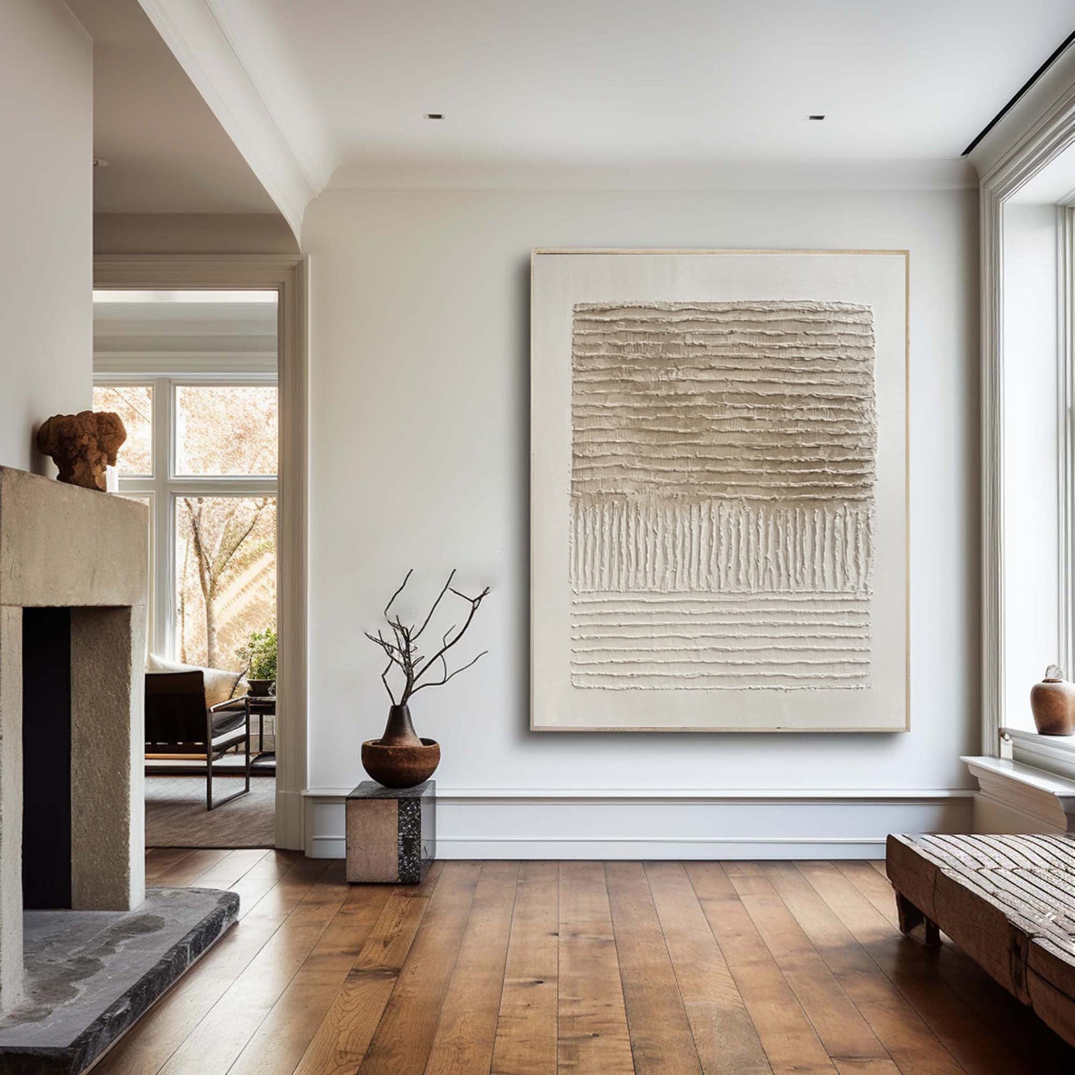 Neutral Art with Horizontal Impasto and Vertical Whispers #BGA 199