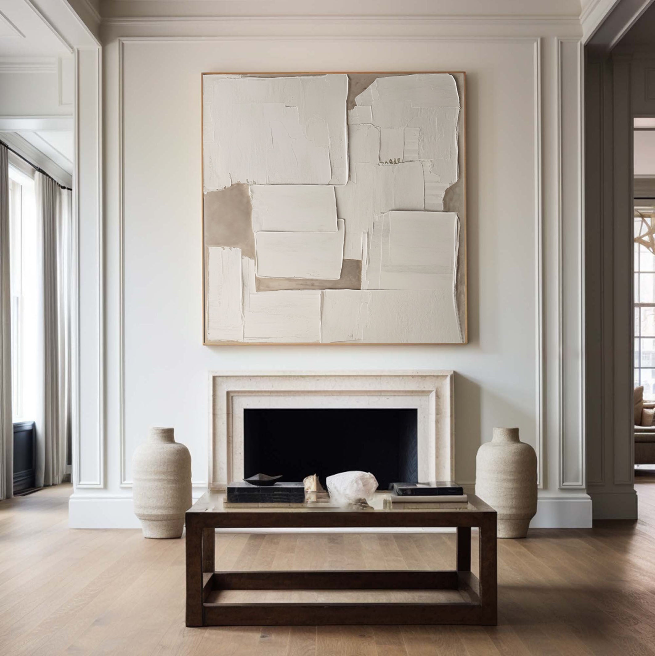 Wabi Sabi Abstract Canvas with Pale Neutral Imperfect Planes #BGA 206