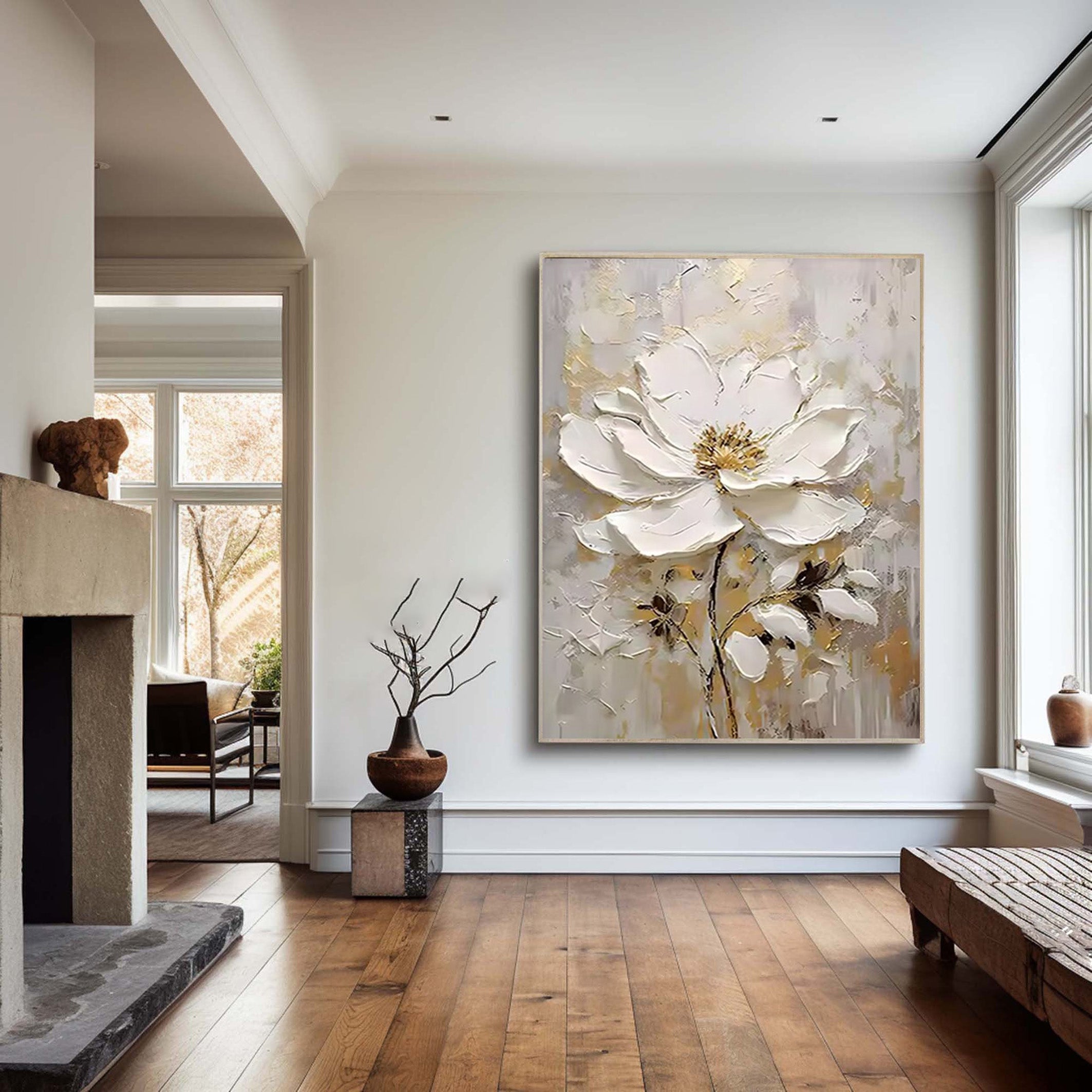 Executive Bloom: Large 3D Floral Canvas, Home Statement Art #BGA 126