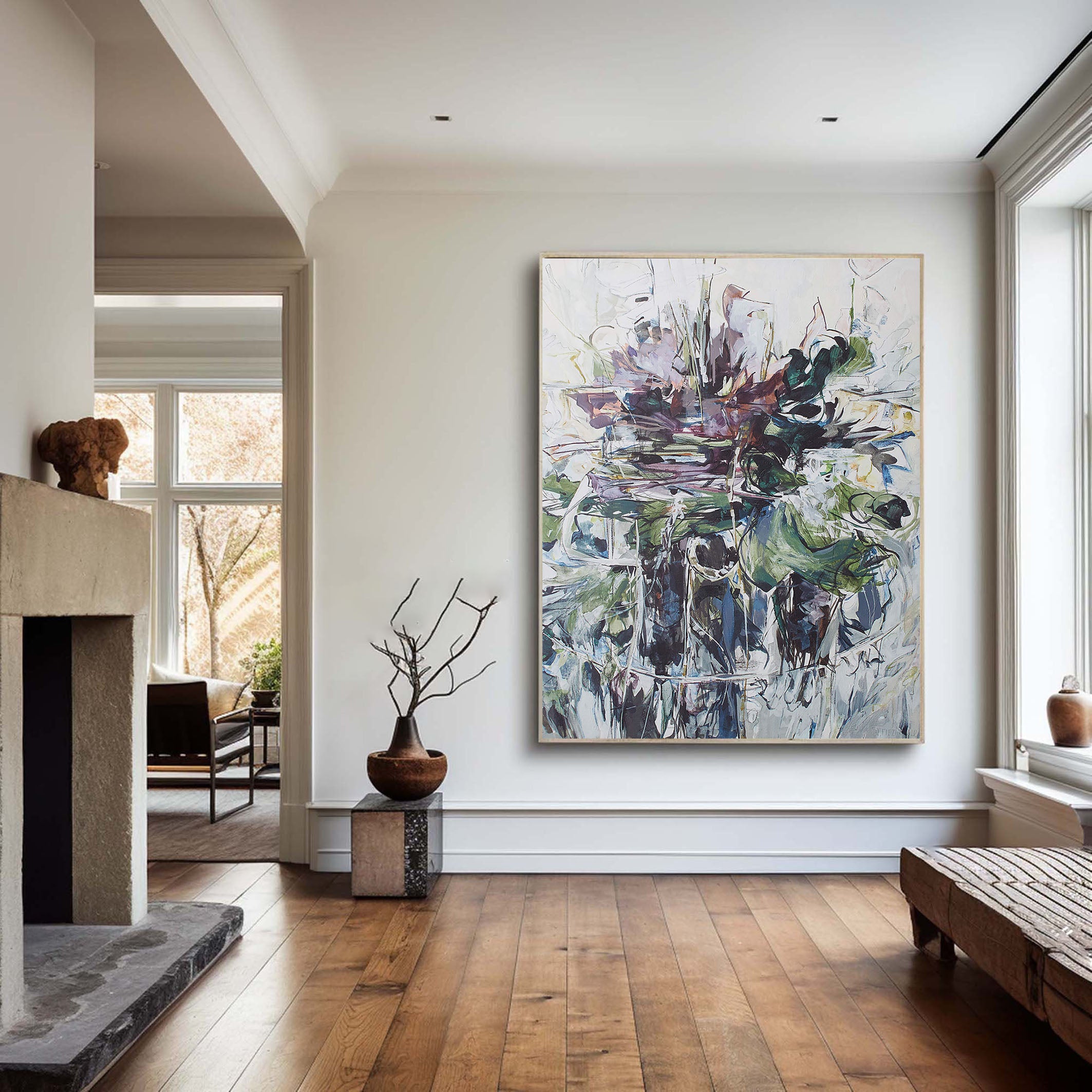 Abstract Expressionist Painting, Dark Central Form #CWA 014