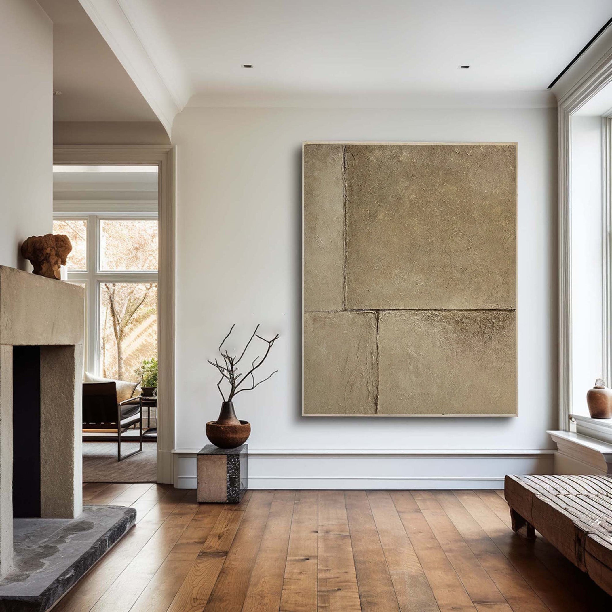 Minimalist Stone Texture Canvas, Earthy Abstract Art #BGA 127