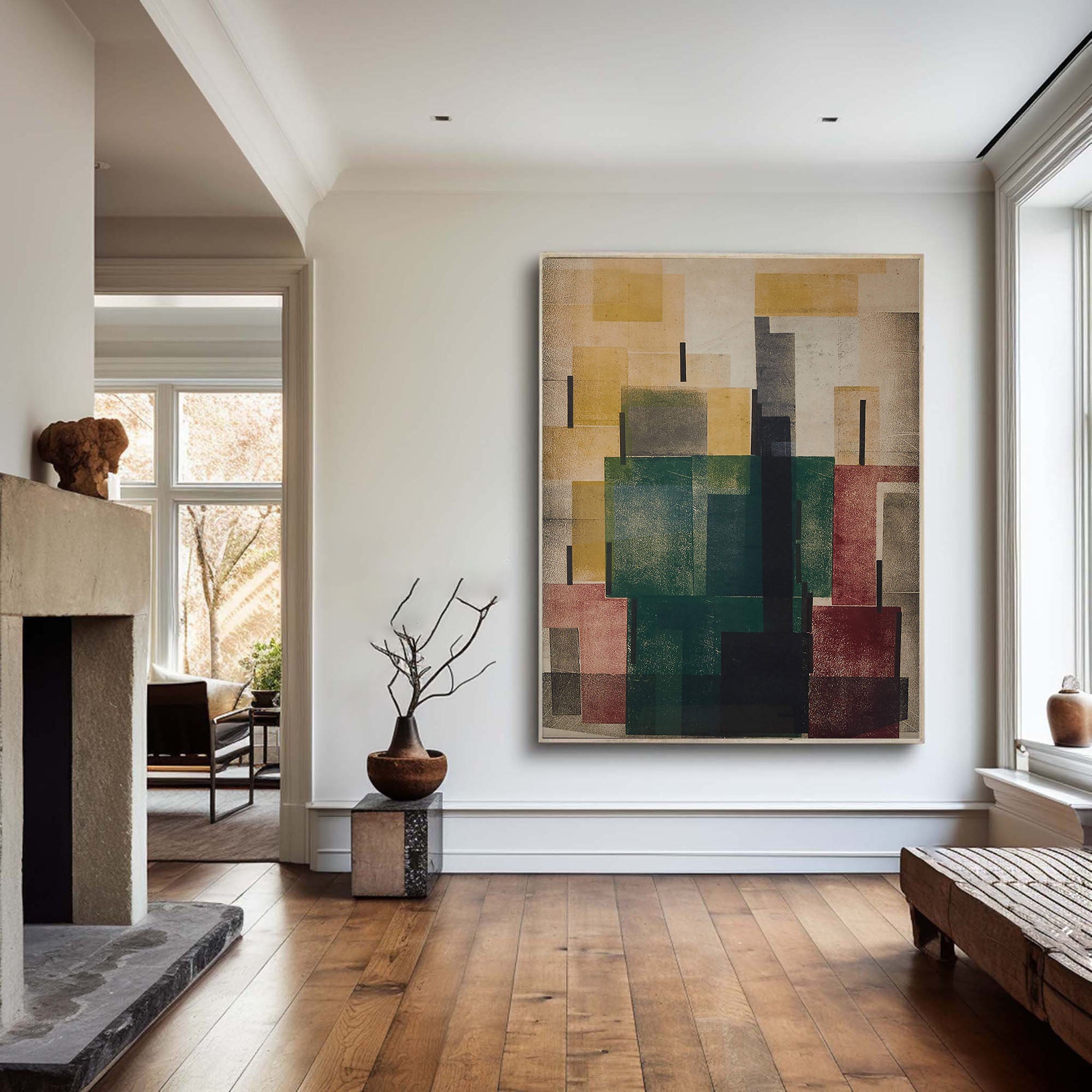 Layered Geometric Abstract In Earth Tones, Modern Minimalist #BGA 051