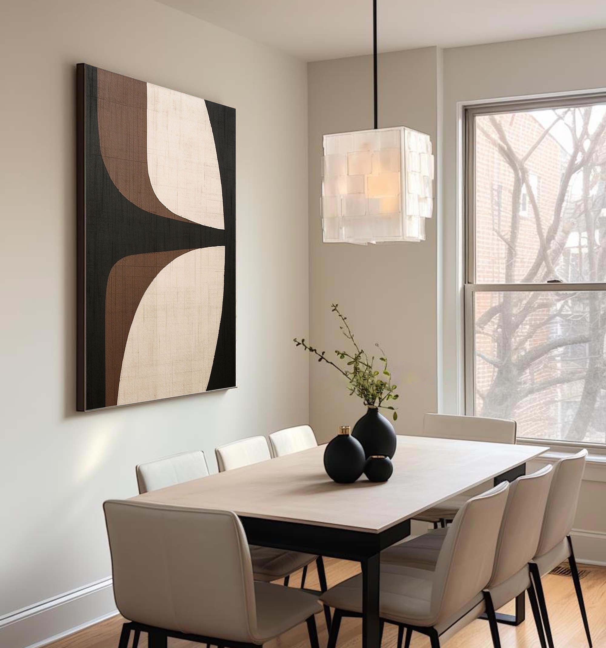 Beige & Brown Abstract Painting #LL 047