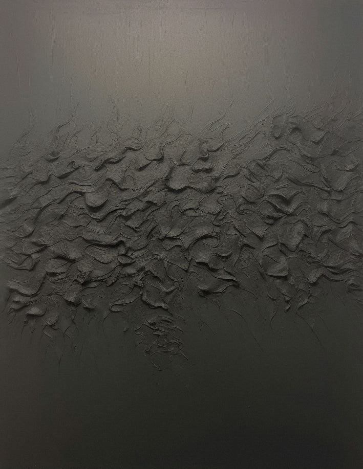 Black Contemporary Wall Painting, Richly Textured Surface #BGA 146