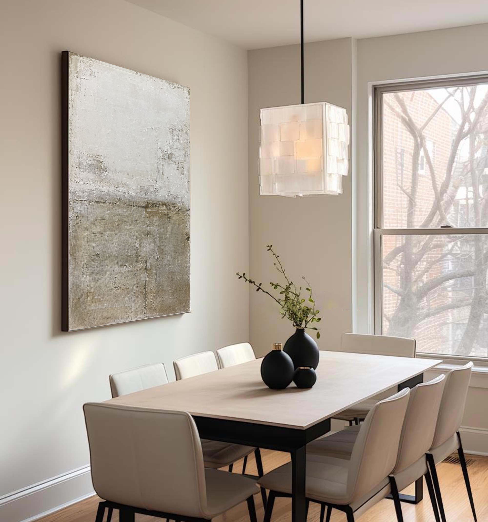 Beige & Brown Abstract Painting #LL 049