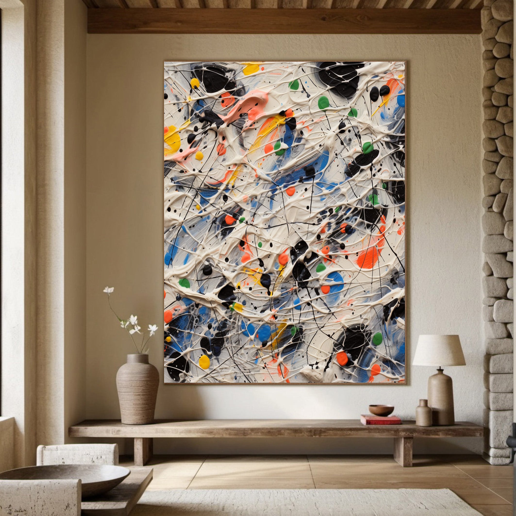 Abstract Splatter Wall Art, High-Energy Modern Canvas #BGA 161