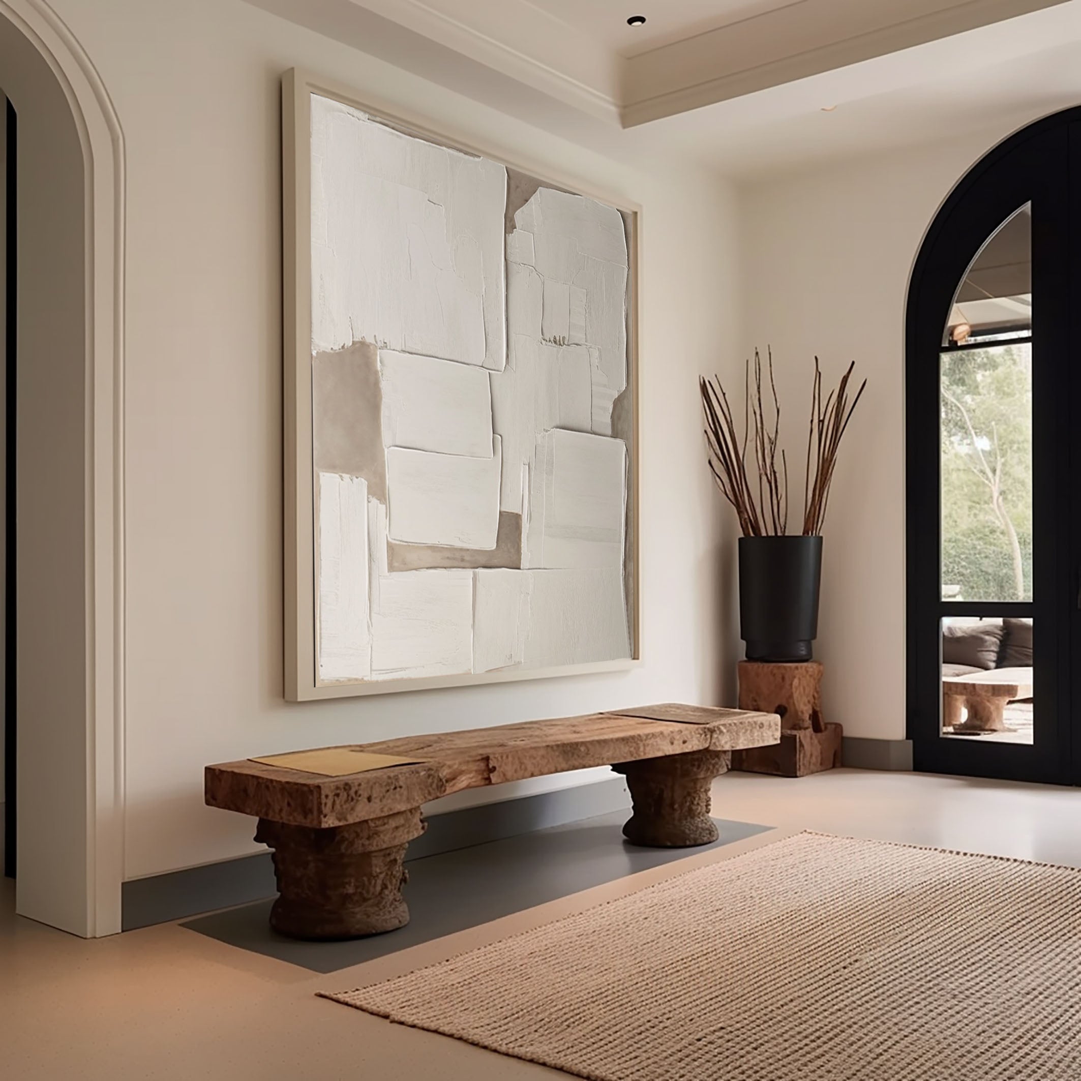 Wabi Sabi Abstract Canvas with Pale Neutral Imperfect Planes #BGA 206