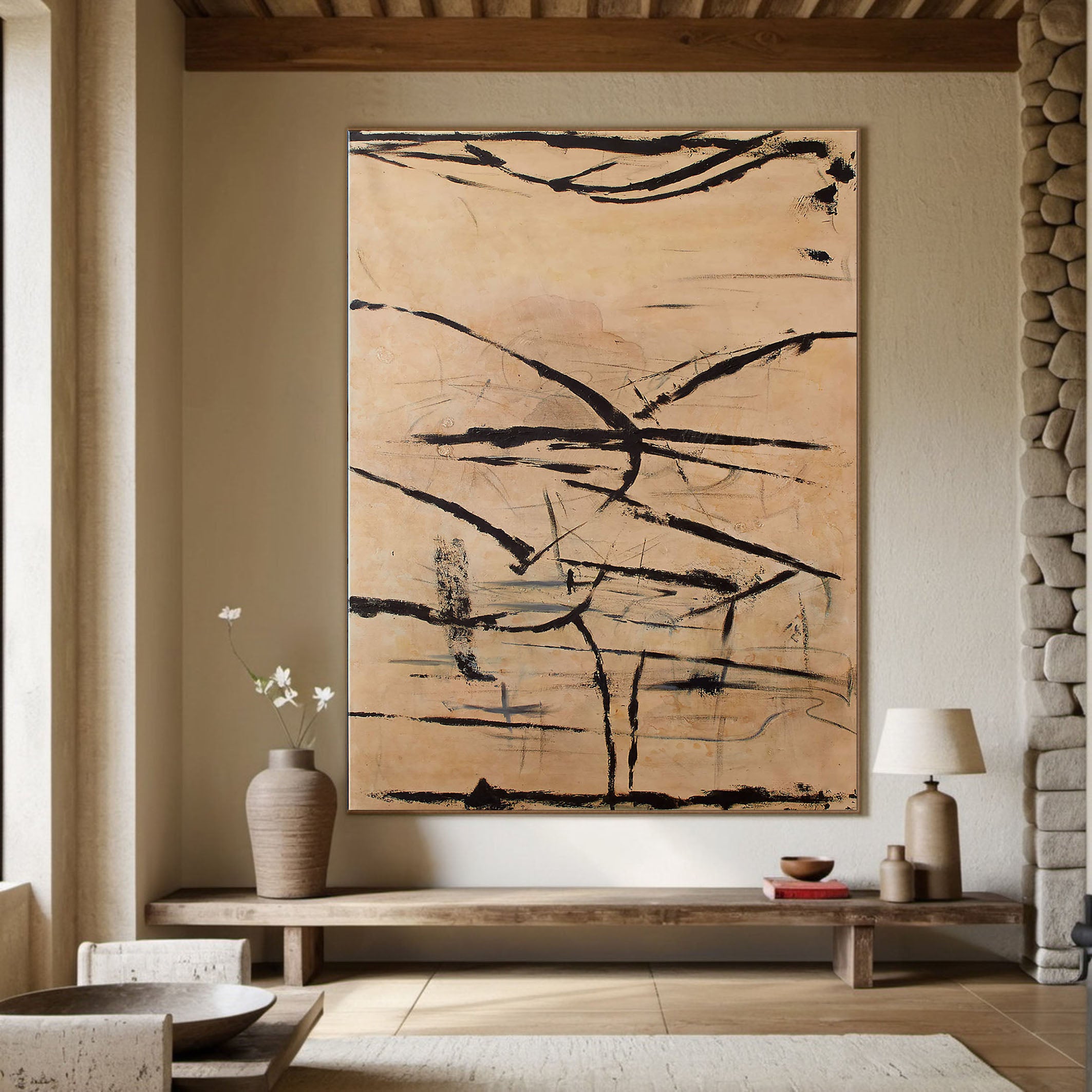 Earth Tones Minimalist Line Wall Art, Modern Minimalist Style #BGA 041