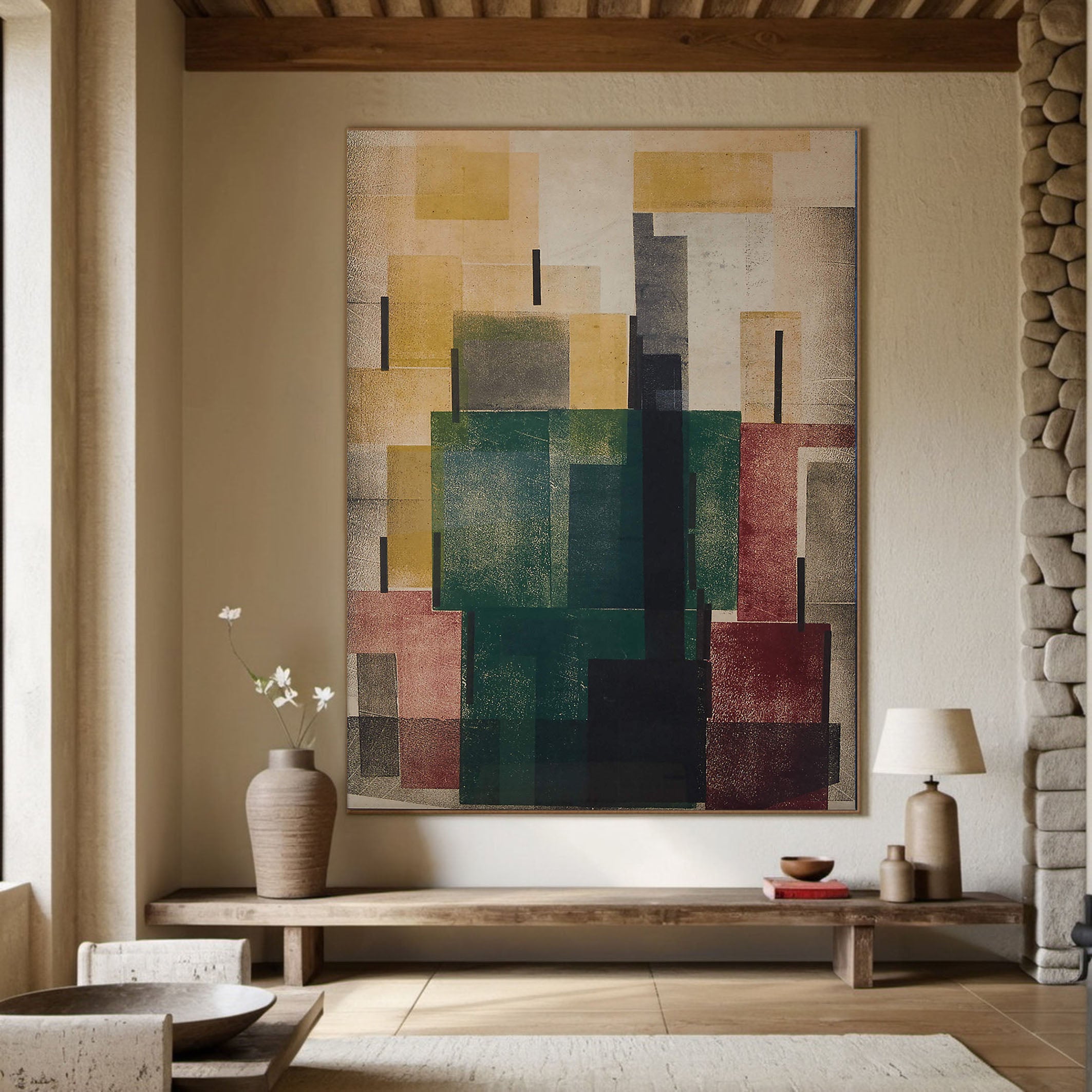 Layered Geometric Abstract In Earth Tones, Modern Minimalist #BGA 051