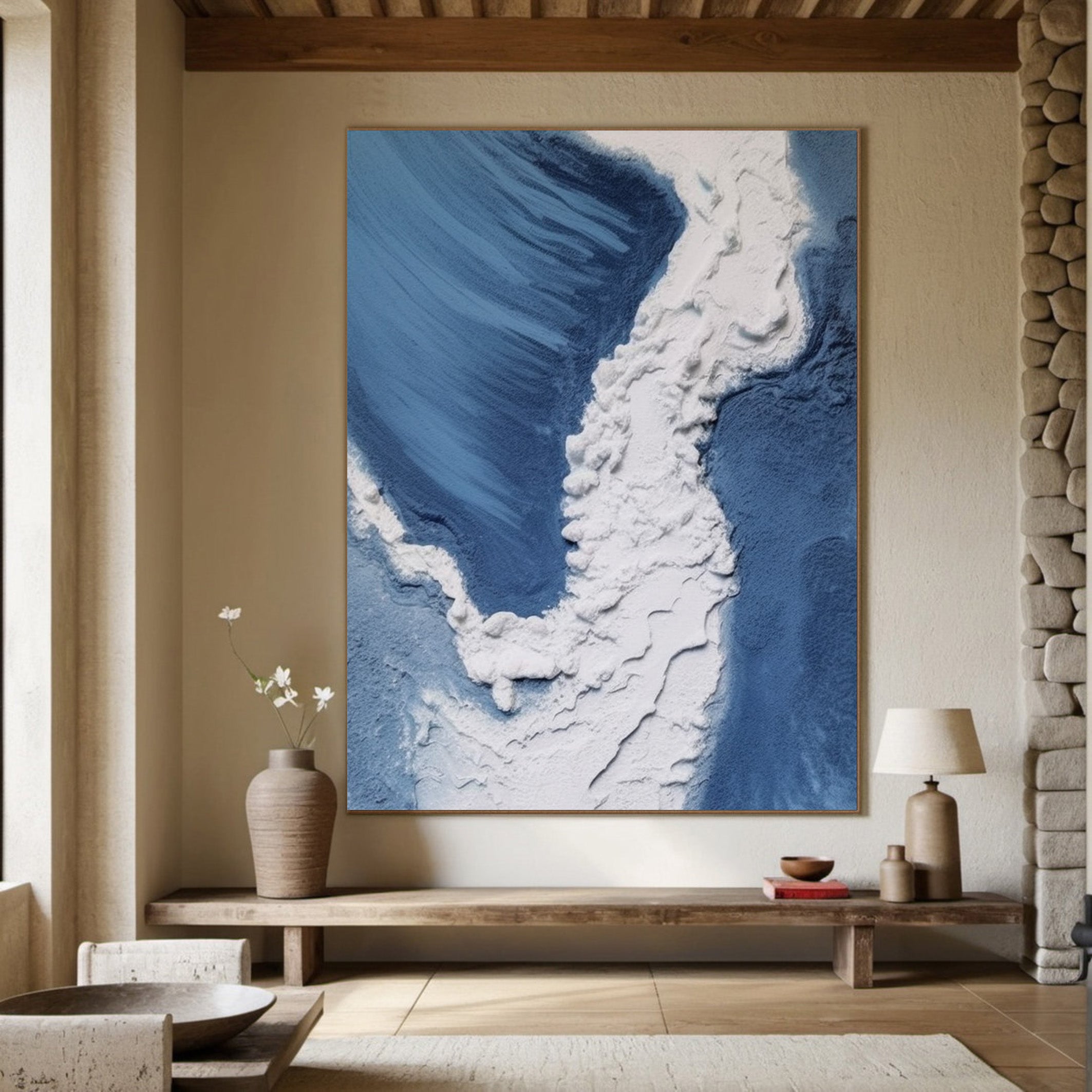 Textured Aerial Ocean Wall Art, Serene Yet Powerful Design #BGA 166