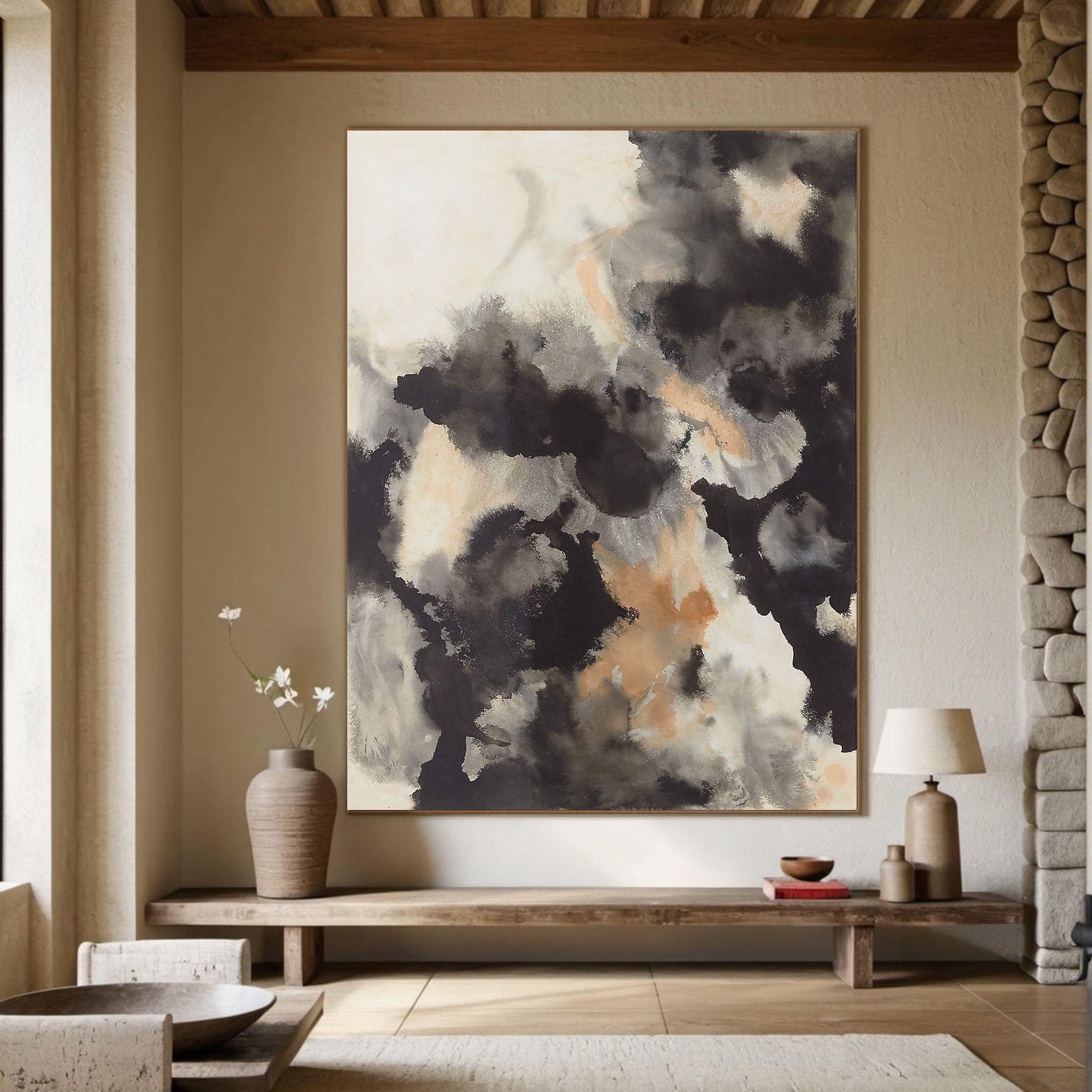 Earth Tones Dynamic Abstract Wall Painting, Contemporary Art #BGA 052