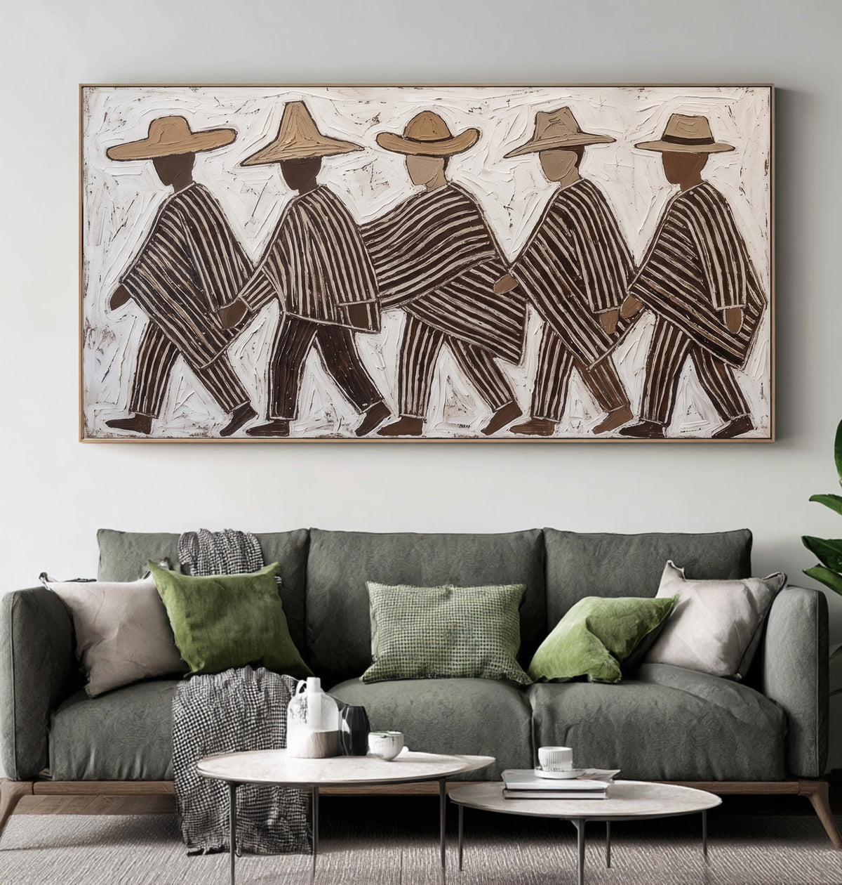 Folk Art Painting, Southwestern Figurative Wall Art, Hand Painted Textured Artwork
