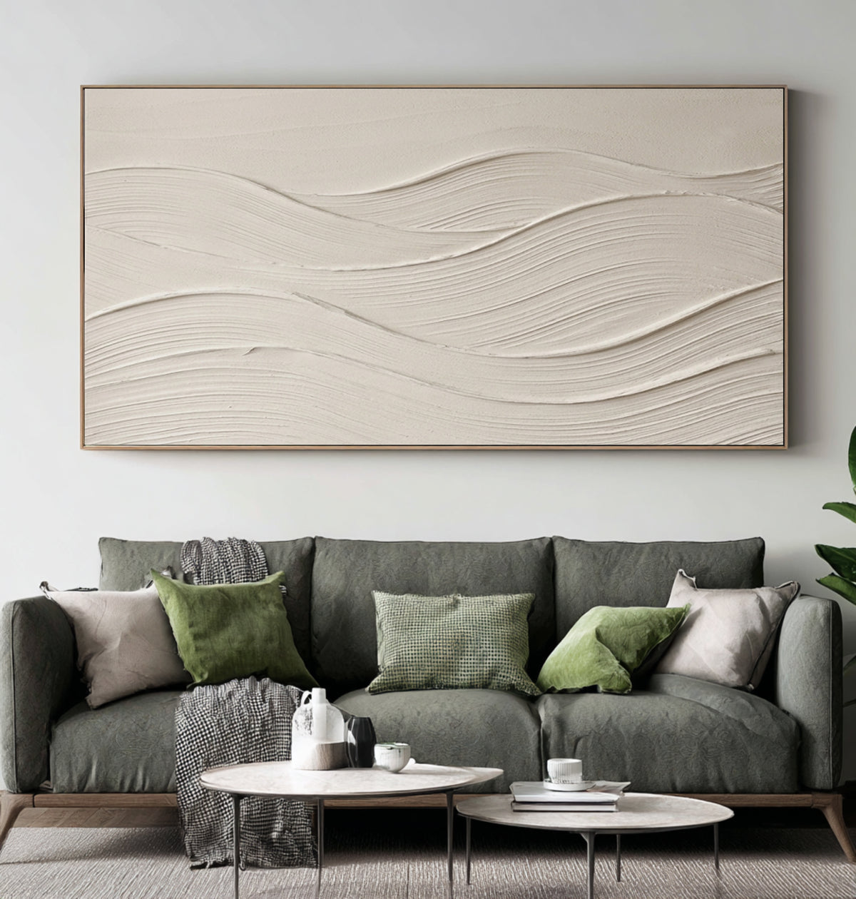 Large Minimalist Cream White Textured Wall Art Abstract Neutral Oil Painting 3D Relief Artwork Modern Luxury Living Room Decor