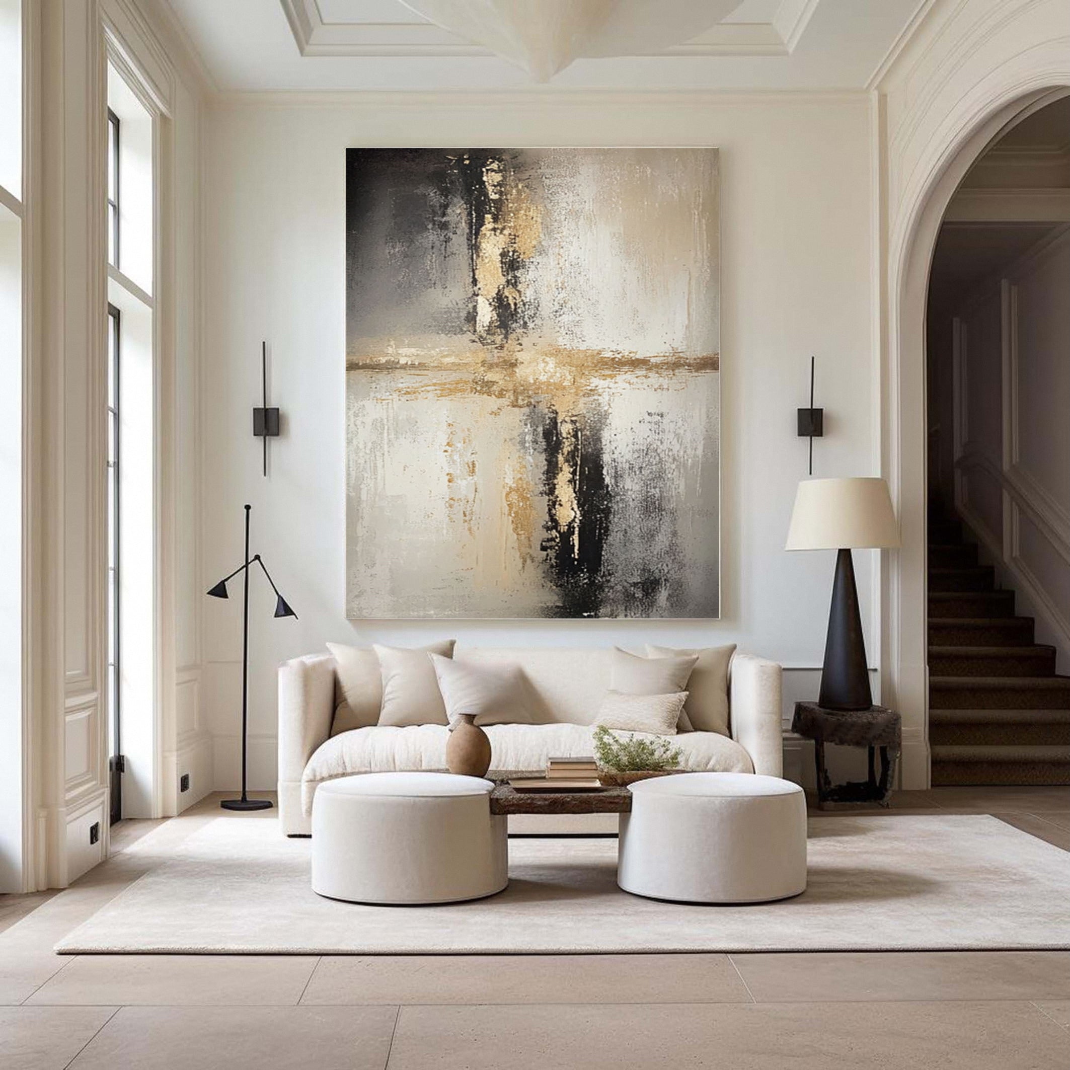 Textured Abstract Art, Light and Shadow with Gold Highlights #BGA 142