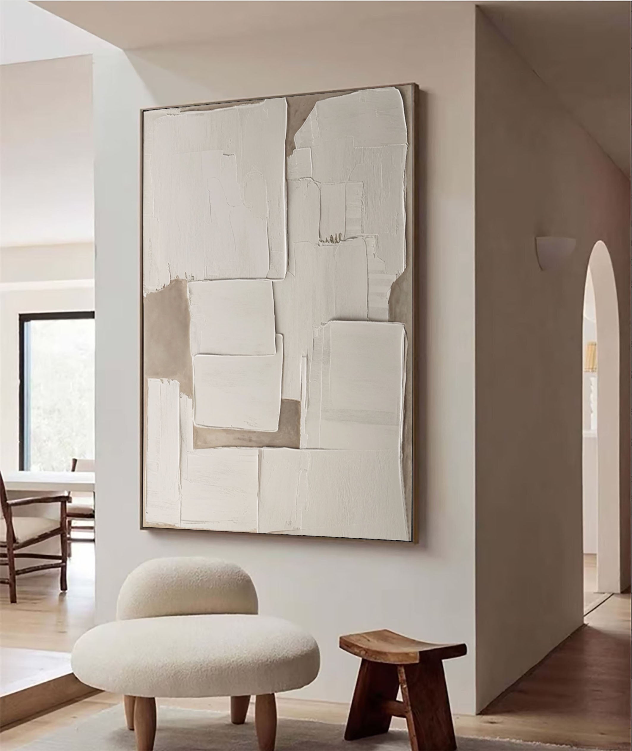 Modern Abstract Painting, 3D Neutral Beige Palette #BGA 143