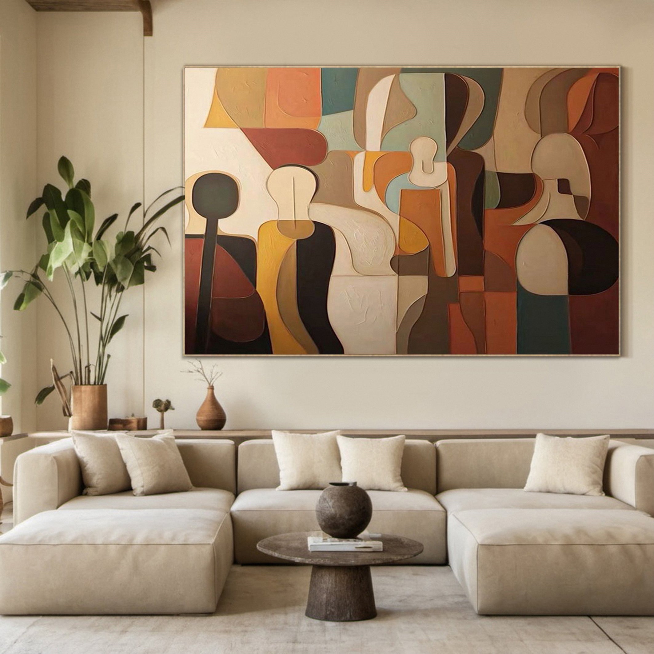 Cubist Inspired Figures, Rich Textured Abstract Wall Art #BGA 139
