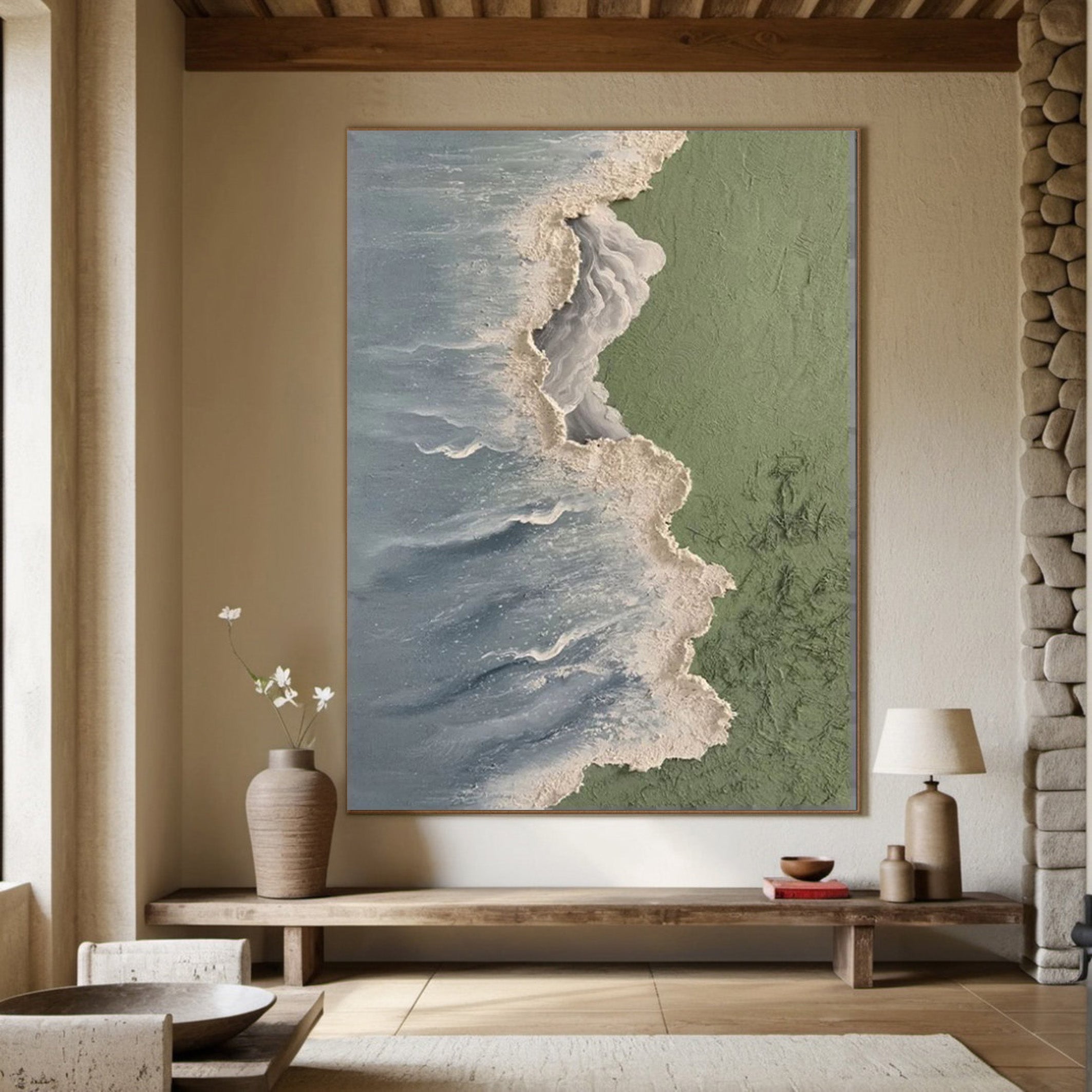 Modern 3D Texture Wall Painting, Calming Coastal View #BGA 163