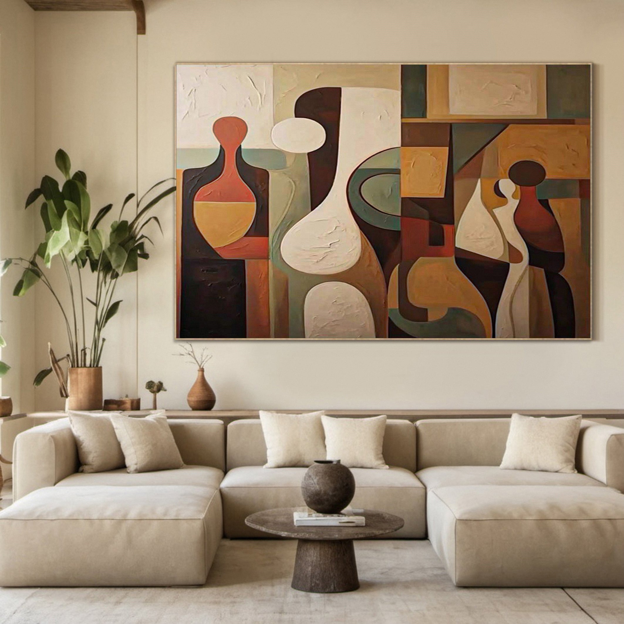 Echoes of Form: Cubist Inspired Art, Textured Abstraction #BGA 140