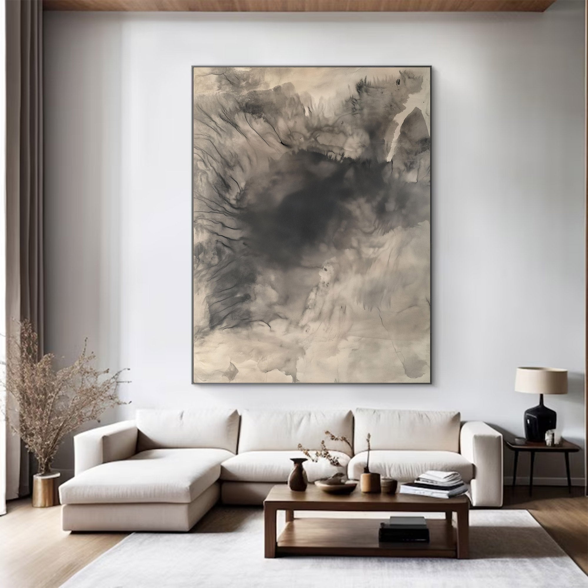 Large Abstract Fluid Neutral Art | ArtvistaGallery #WG 115
