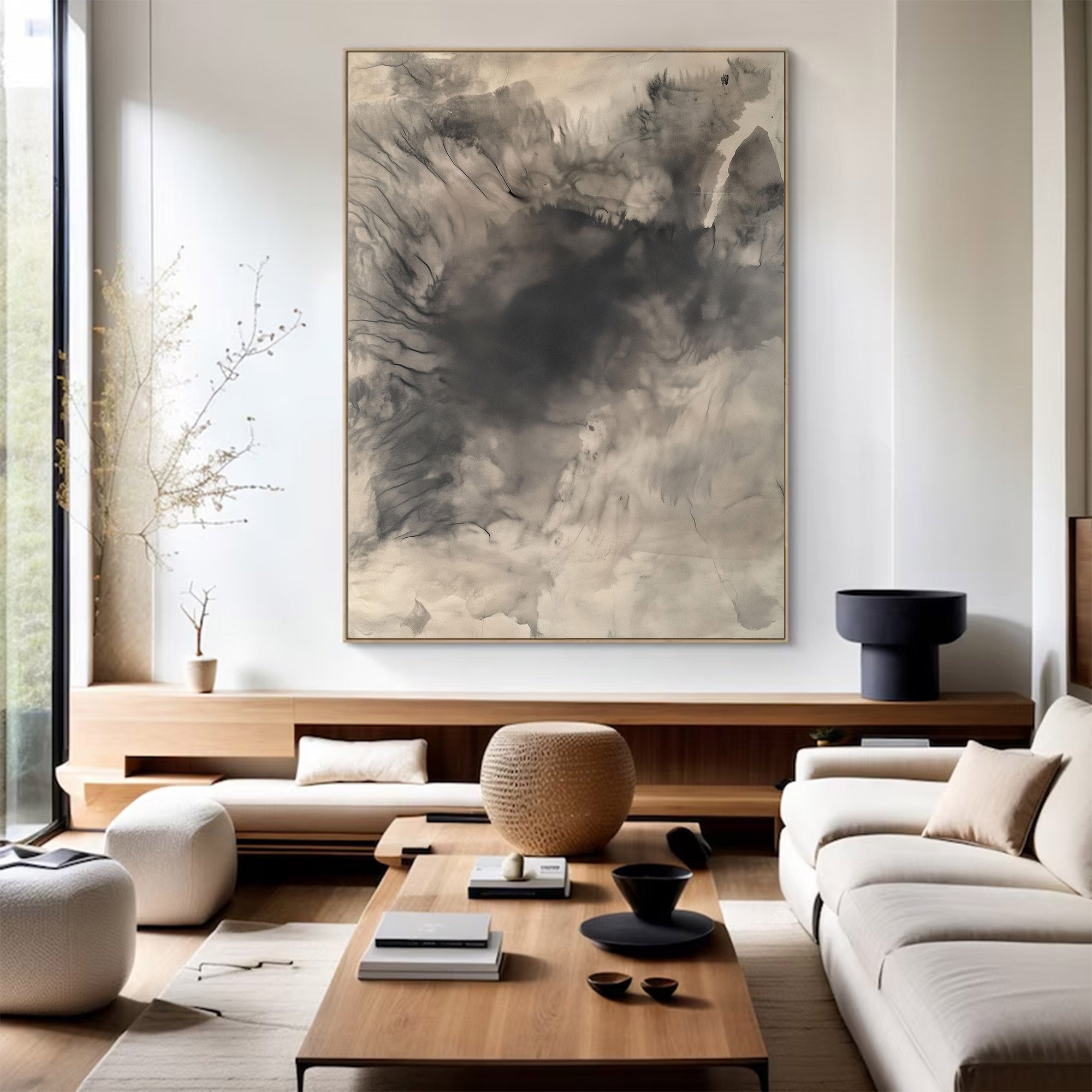 Large Abstract Fluid Neutral Art | ArtvistaGallery #WG 115