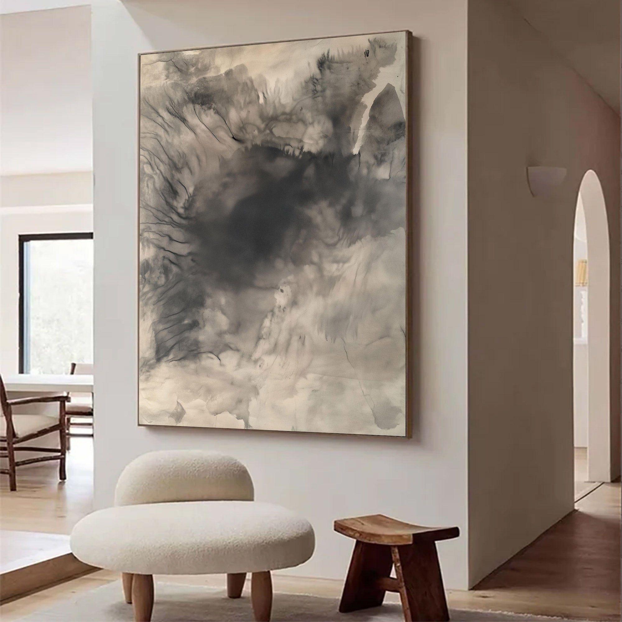 Large Abstract Fluid Neutral Art | ArtvistaGallery #WG 115