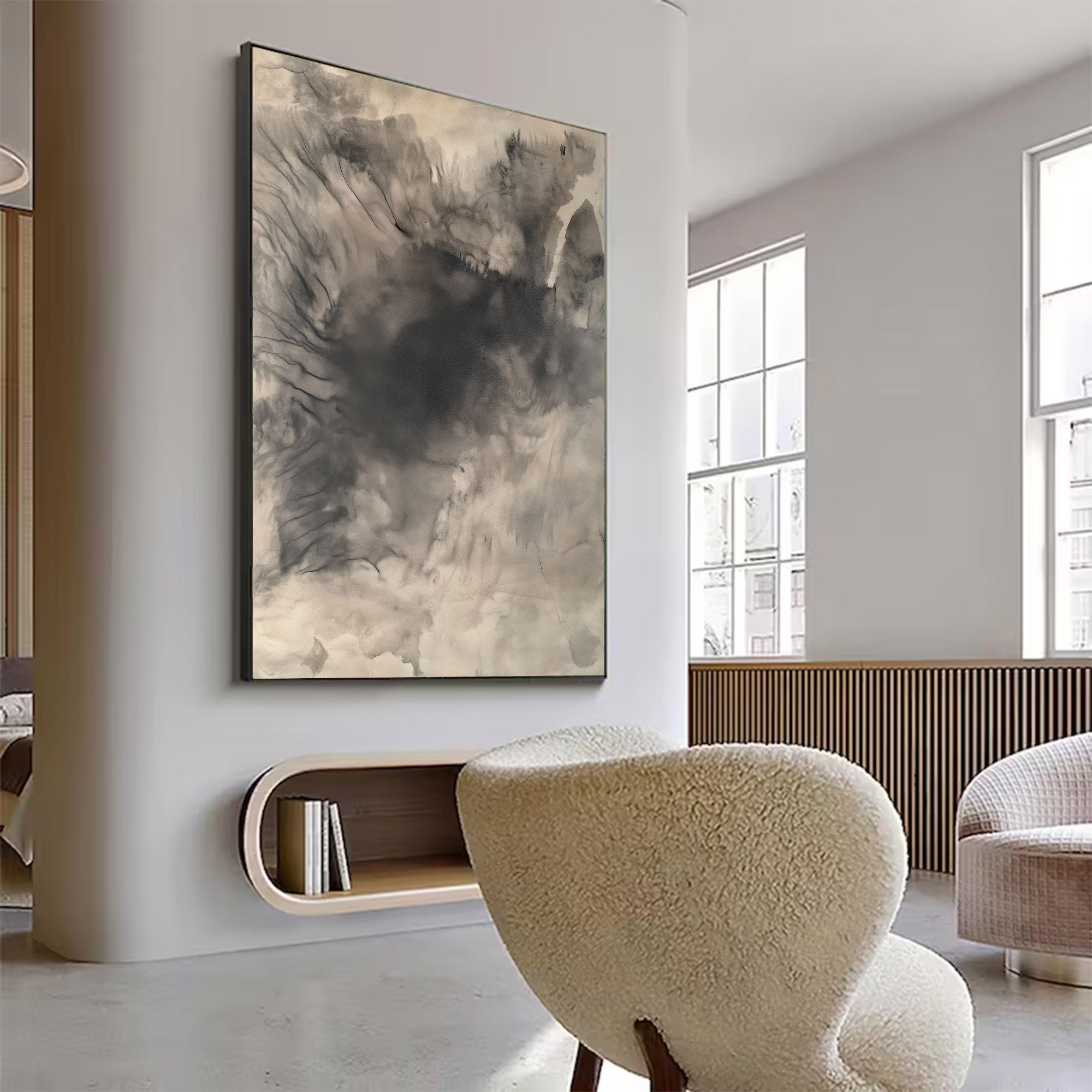 Large Abstract Fluid Neutral Art | ArtvistaGallery #WG 115