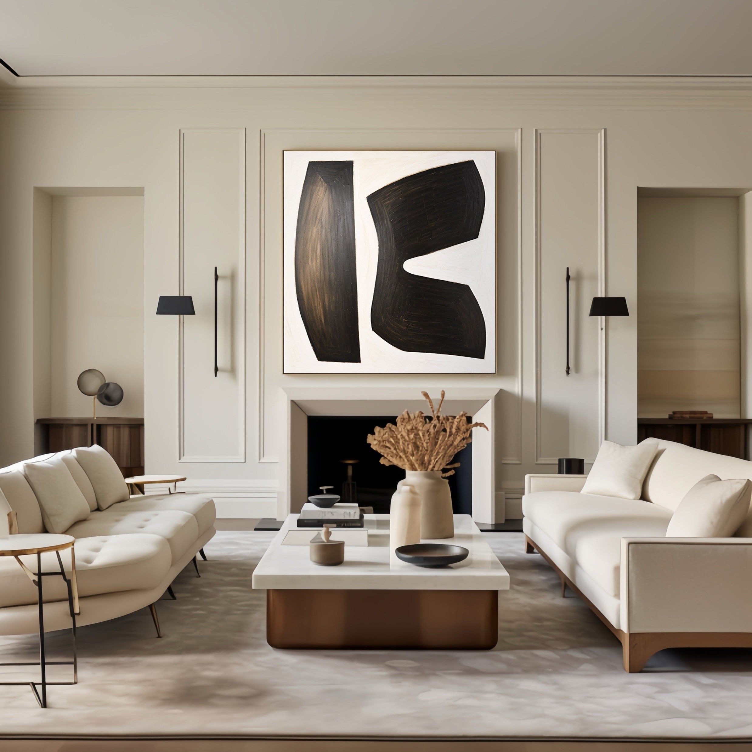 Black and White Abstract Wall Art for Modern Homes #BWA 003