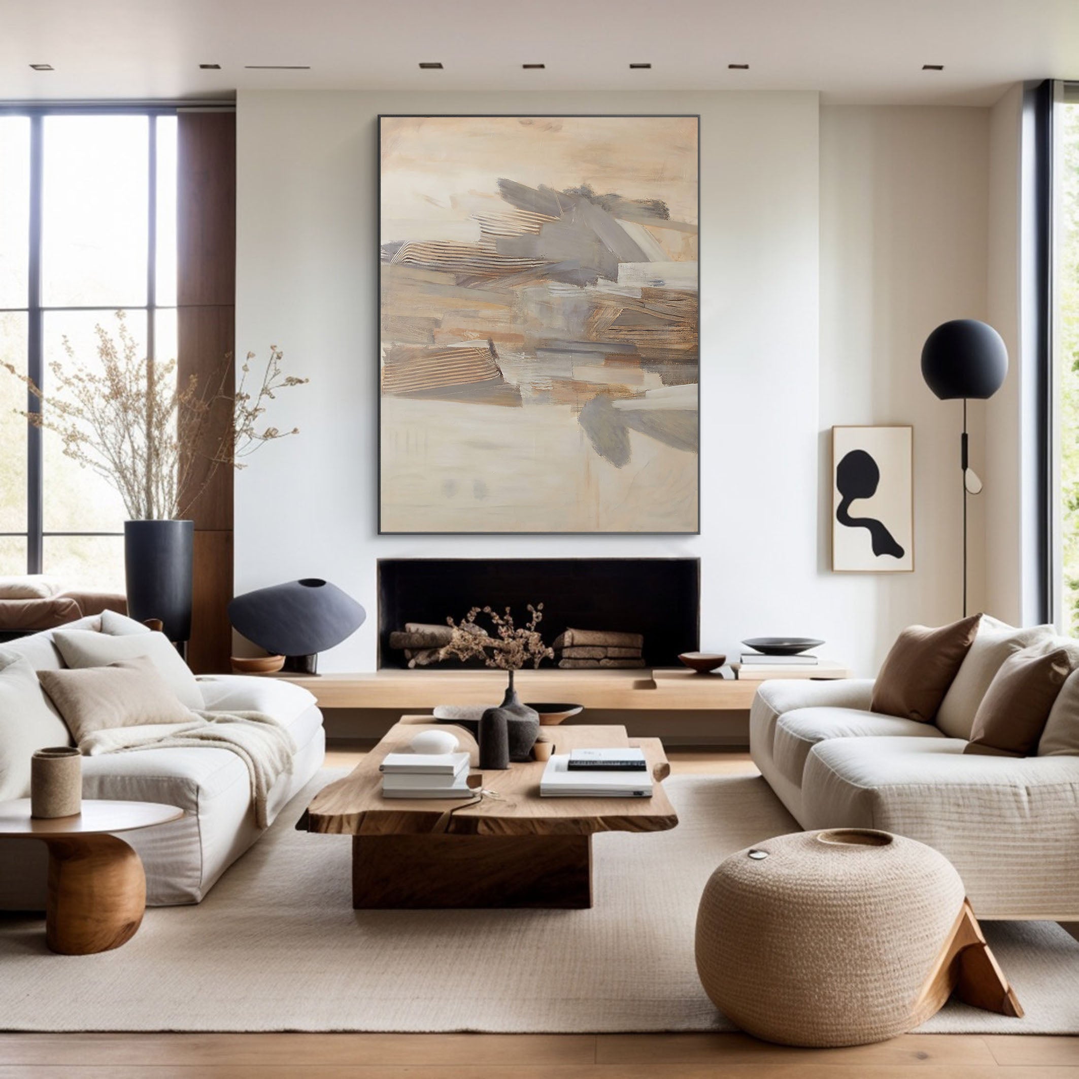 Textured Abstract Landscape, Layered Forms, Neutral Palette #BGA 053