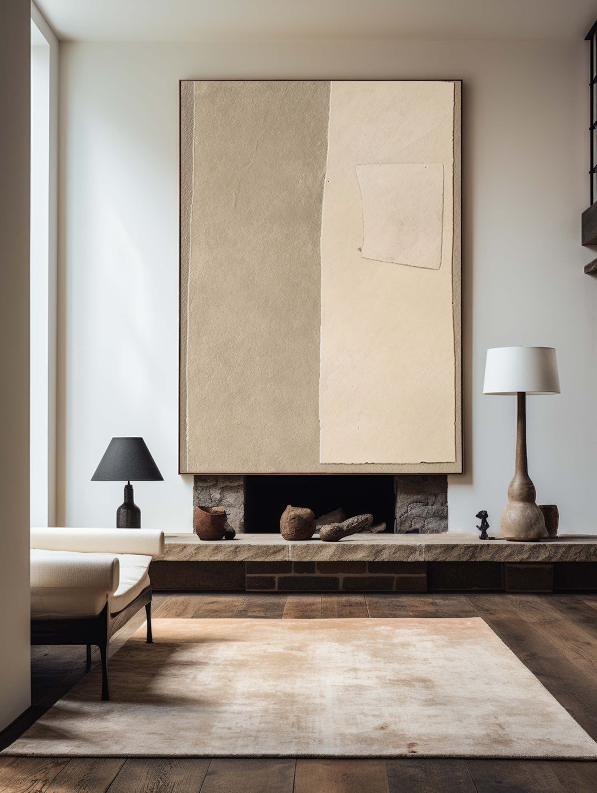 Beige & Brown Abstract Painting #LL 037