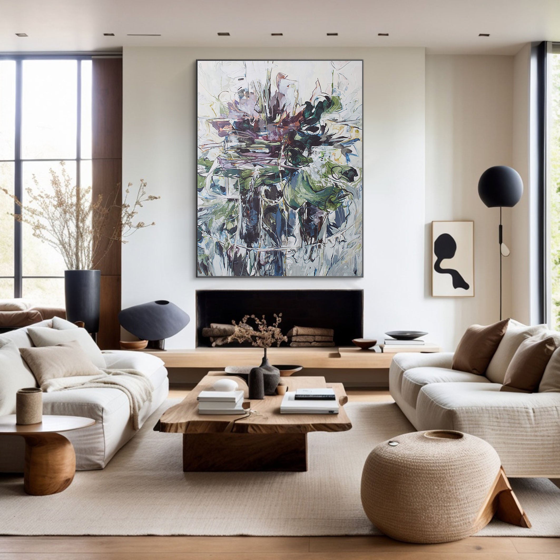 Abstract Expressionist Painting, Dark Central Form #CWA 014