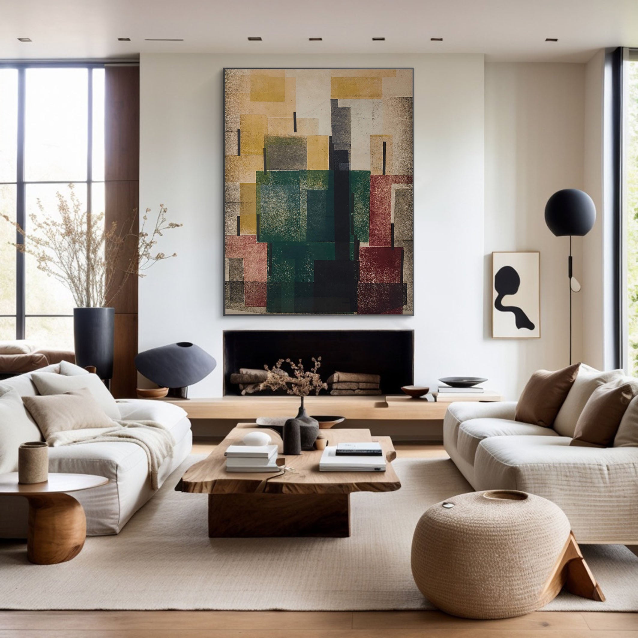 Layered Geometric Abstract In Earth Tones, Modern Minimalist #BGA 051