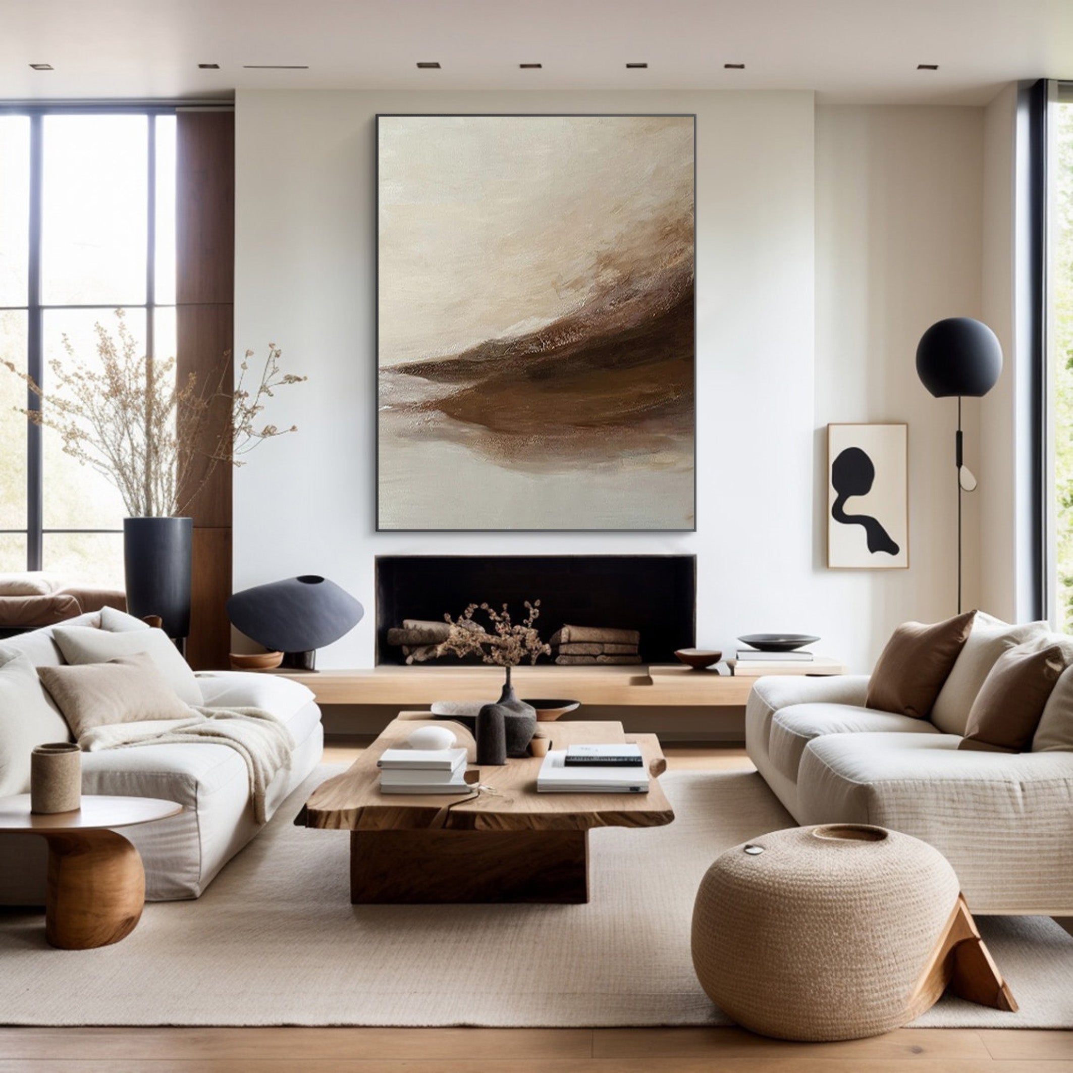 Beige Drift: Abstract Movement Art, Neutral Palette Canvas #BGA 128