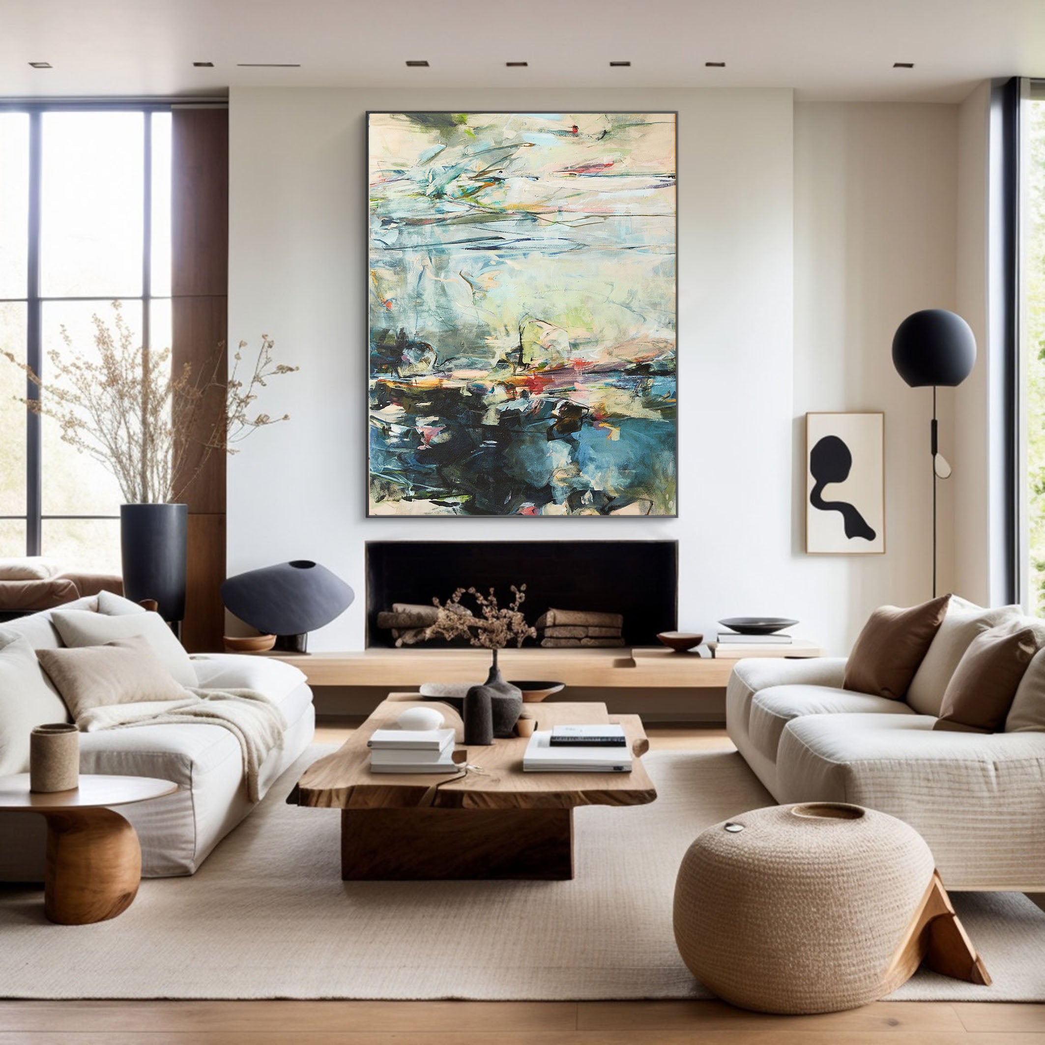 Large Blue And Green Contemporary Abstract Landscape #BGA 042