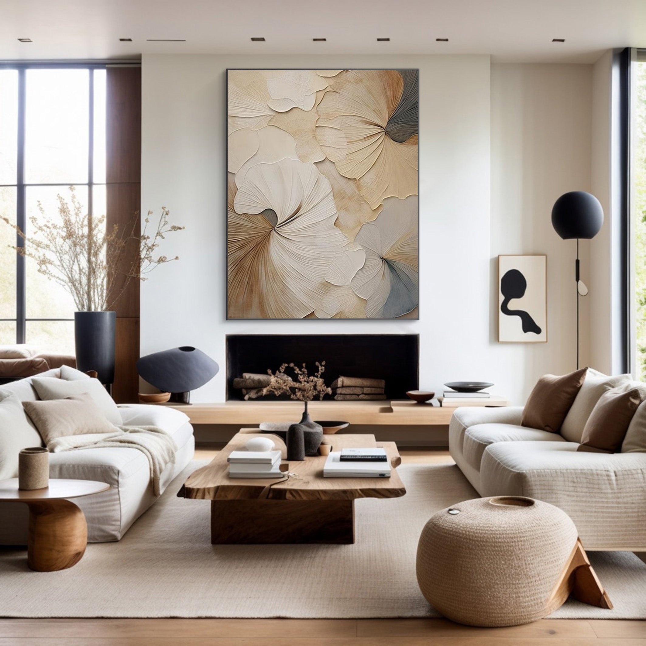 Ethereal Petals: Beige Floral Art, Elegant Framed Art #BGA 124