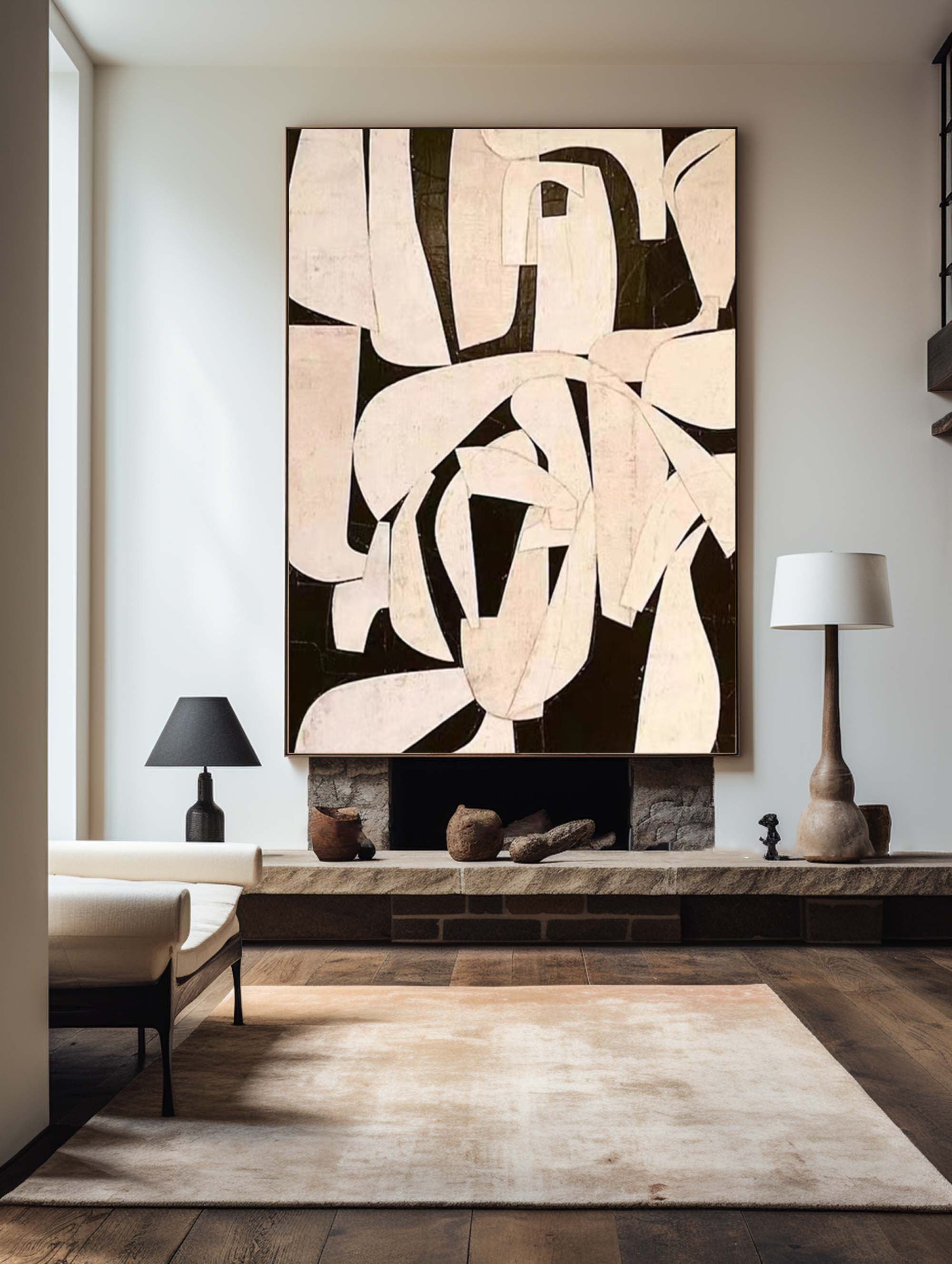 Beige & Brown Abstract Painting #LL 050