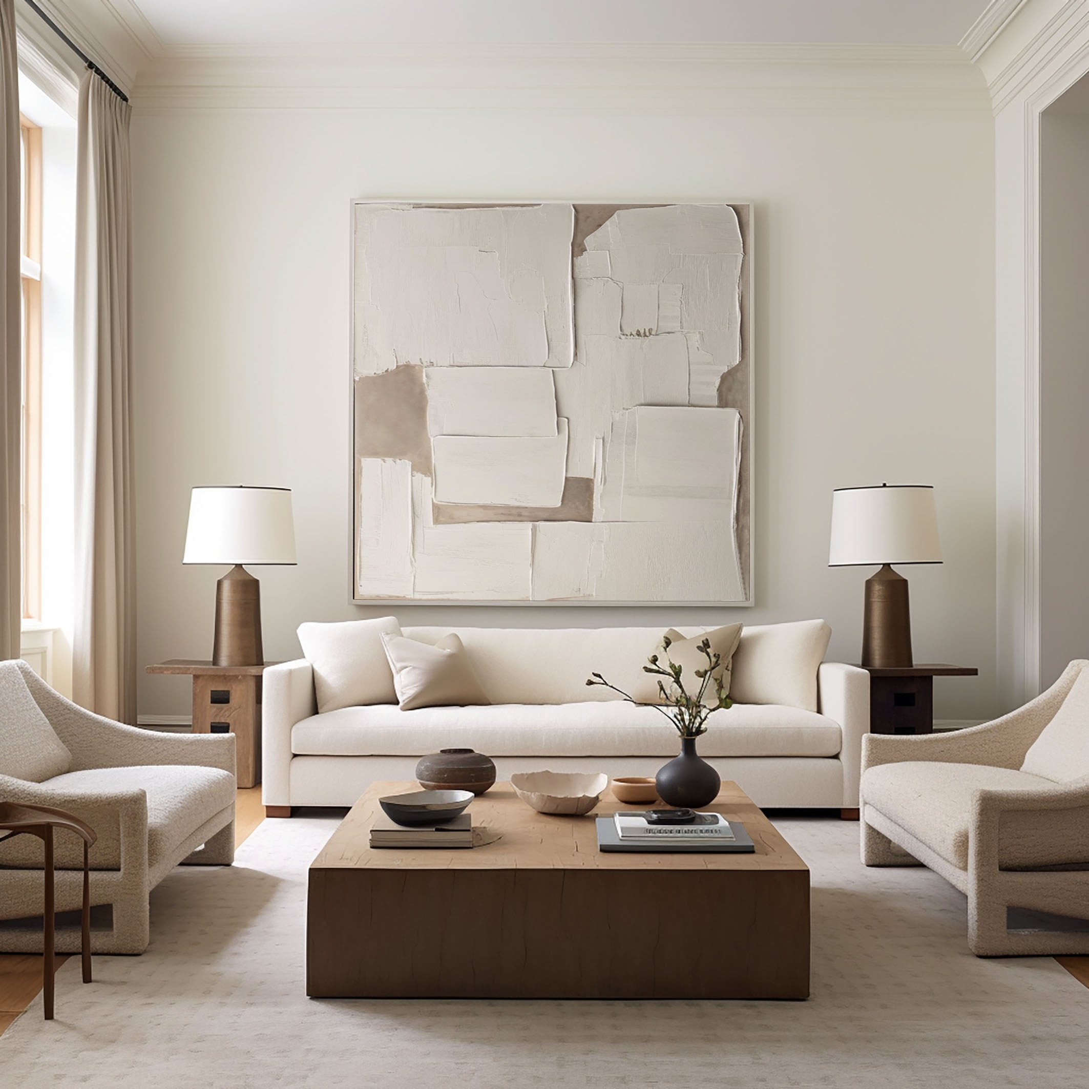 Wabi Sabi Abstract Canvas with Pale Neutral Imperfect Planes #BGA 206